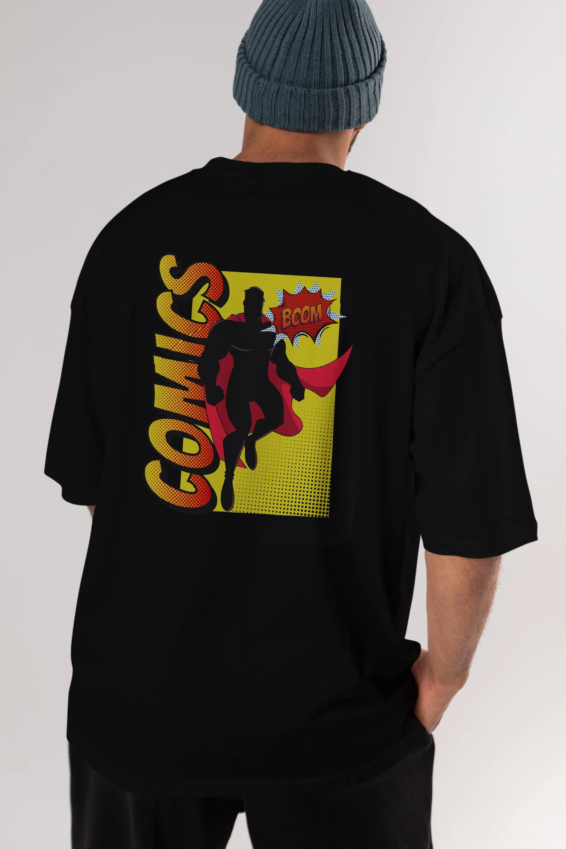 Comics Boom Arka Baskılı Oversize t-shirt Erkek Kadın Unisex