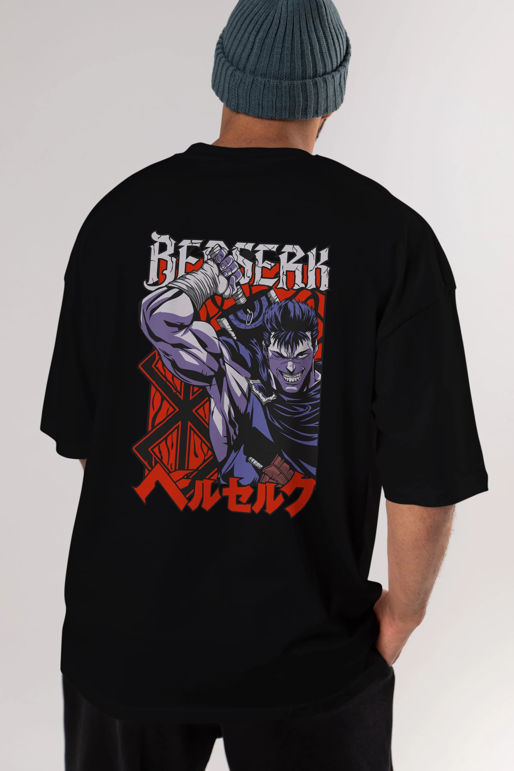 GUTS berserk Anime Arka Baskılı Oversize t-shirt Erkek Kadın Unisex