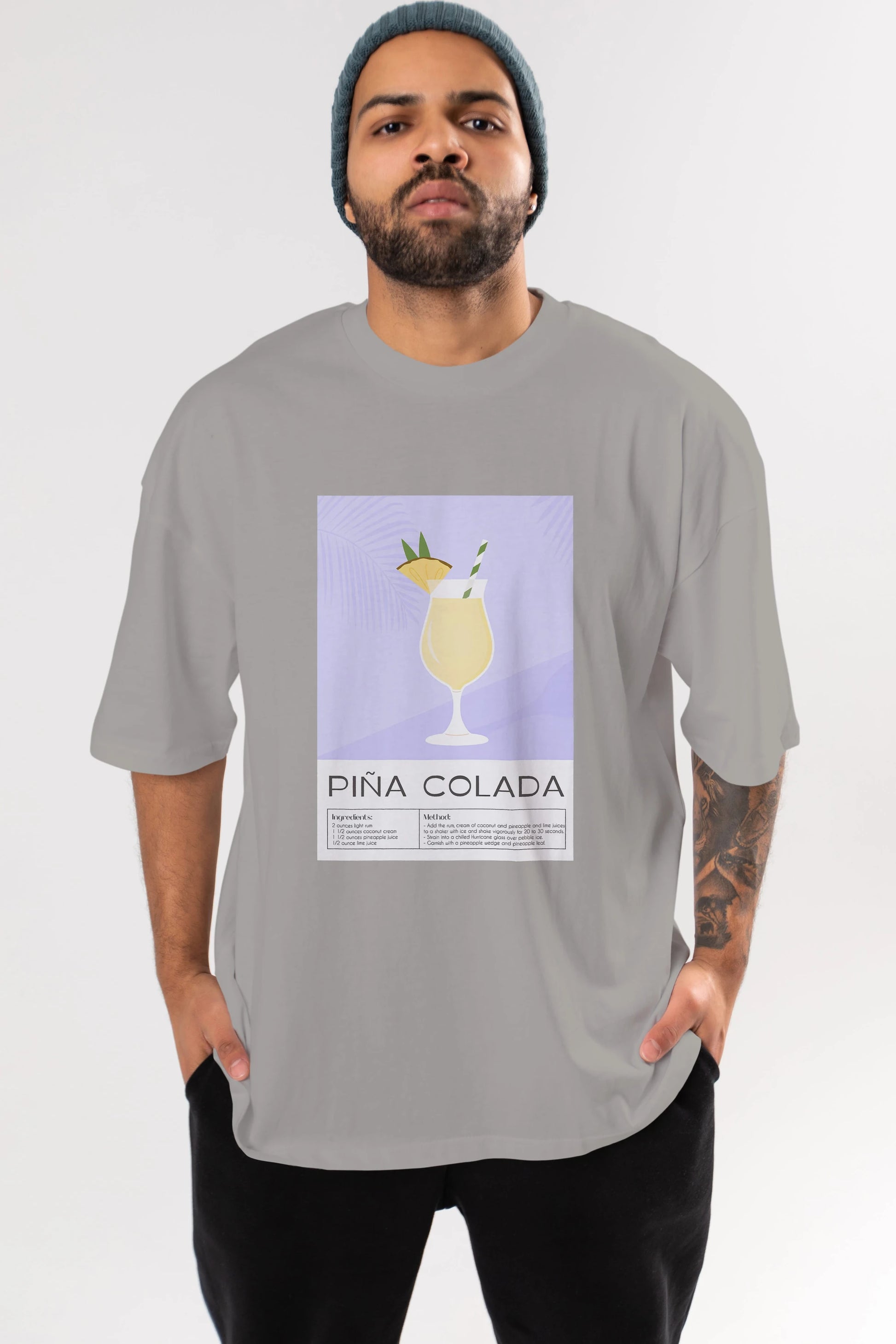 PIna Colada 6 Ön Baskılı Oversize t-shirt Erkek Kadın Unisex %100 Pamuk Bisiklet Yaka tişort