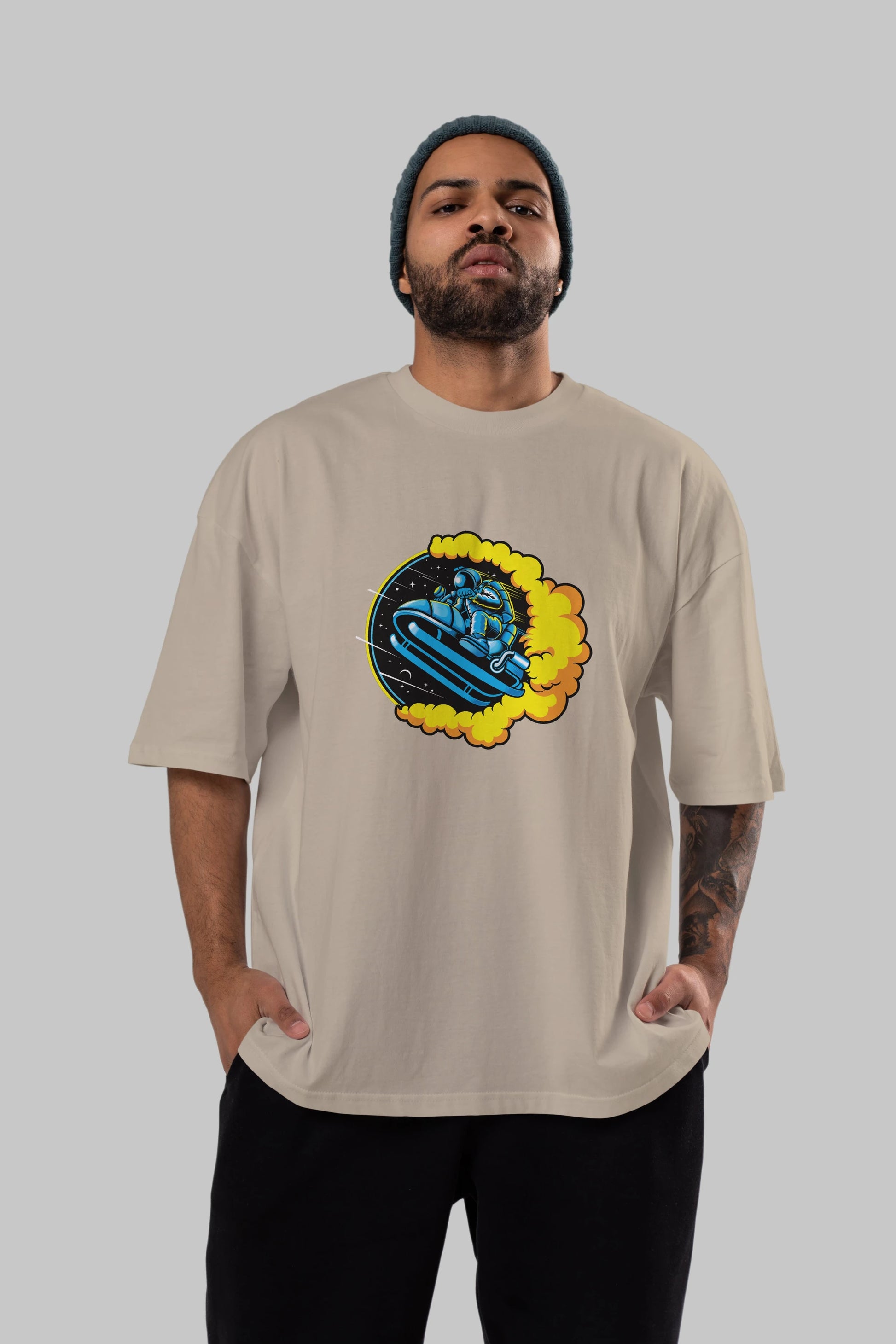 Astrojump with Snowmobile Ön Baskılı Oversize t-shirt Erkek Kadın Unisex