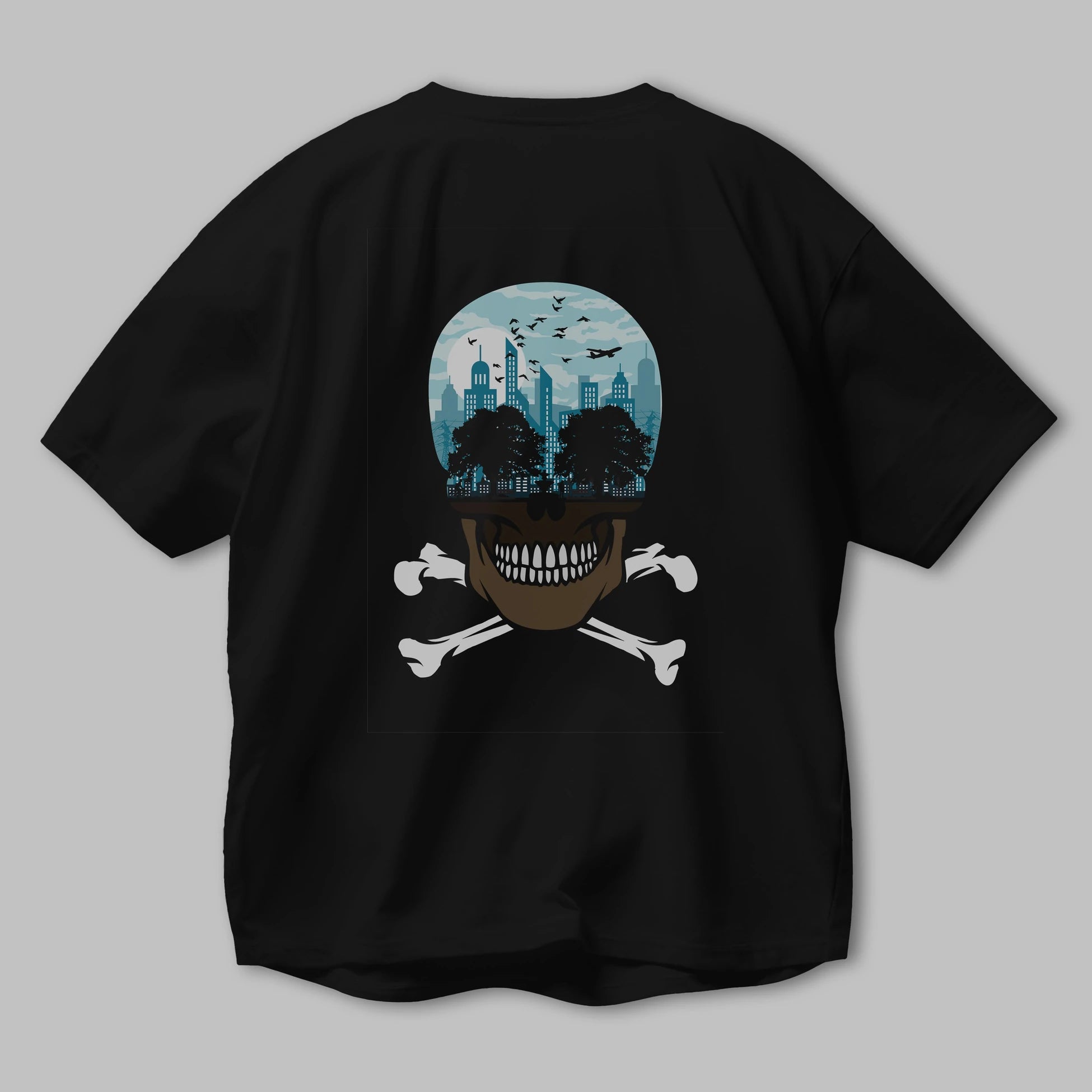 Death City Arka Baskılı Oversize t-shirt %100 pamuk Erkek Kadın Unisex