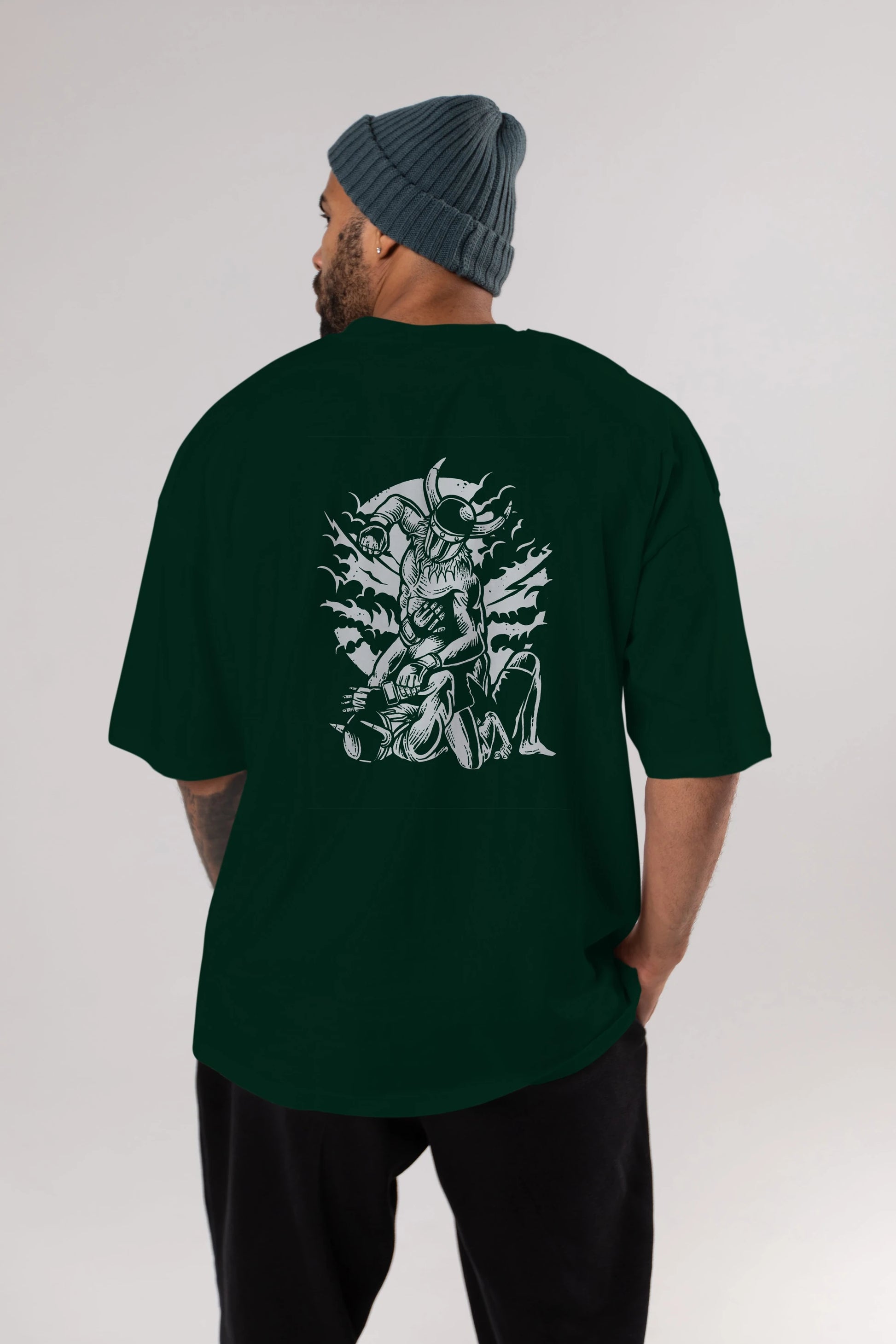 Viking MMA Fighter Arka Baskılı Oversize t-shirt Erkek Kadın Unisex %100 Pamuk