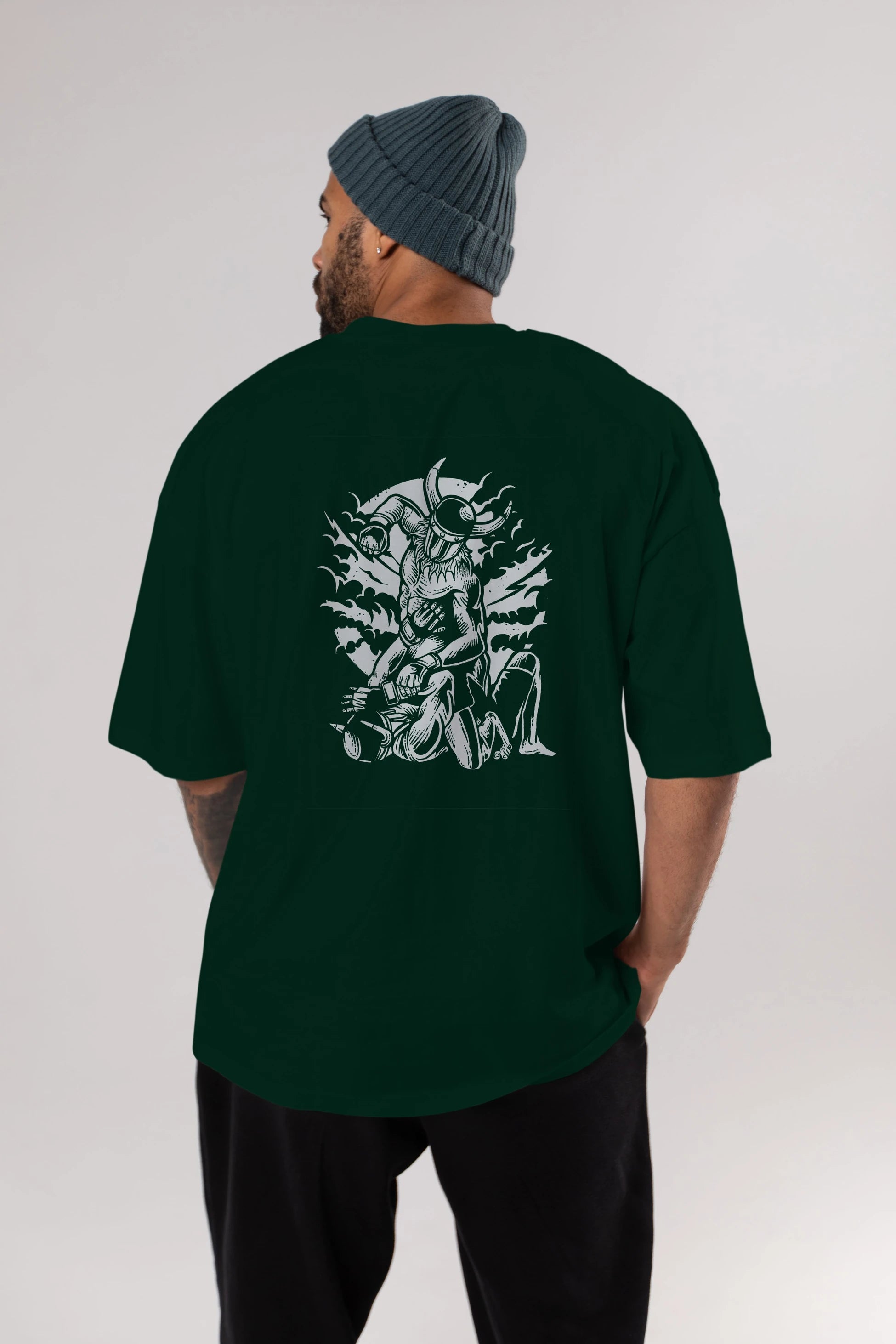 Viking MMA Fighter Arka Baskılı Oversize t-shirt Erkek Kadın Unisex %100 Pamuk