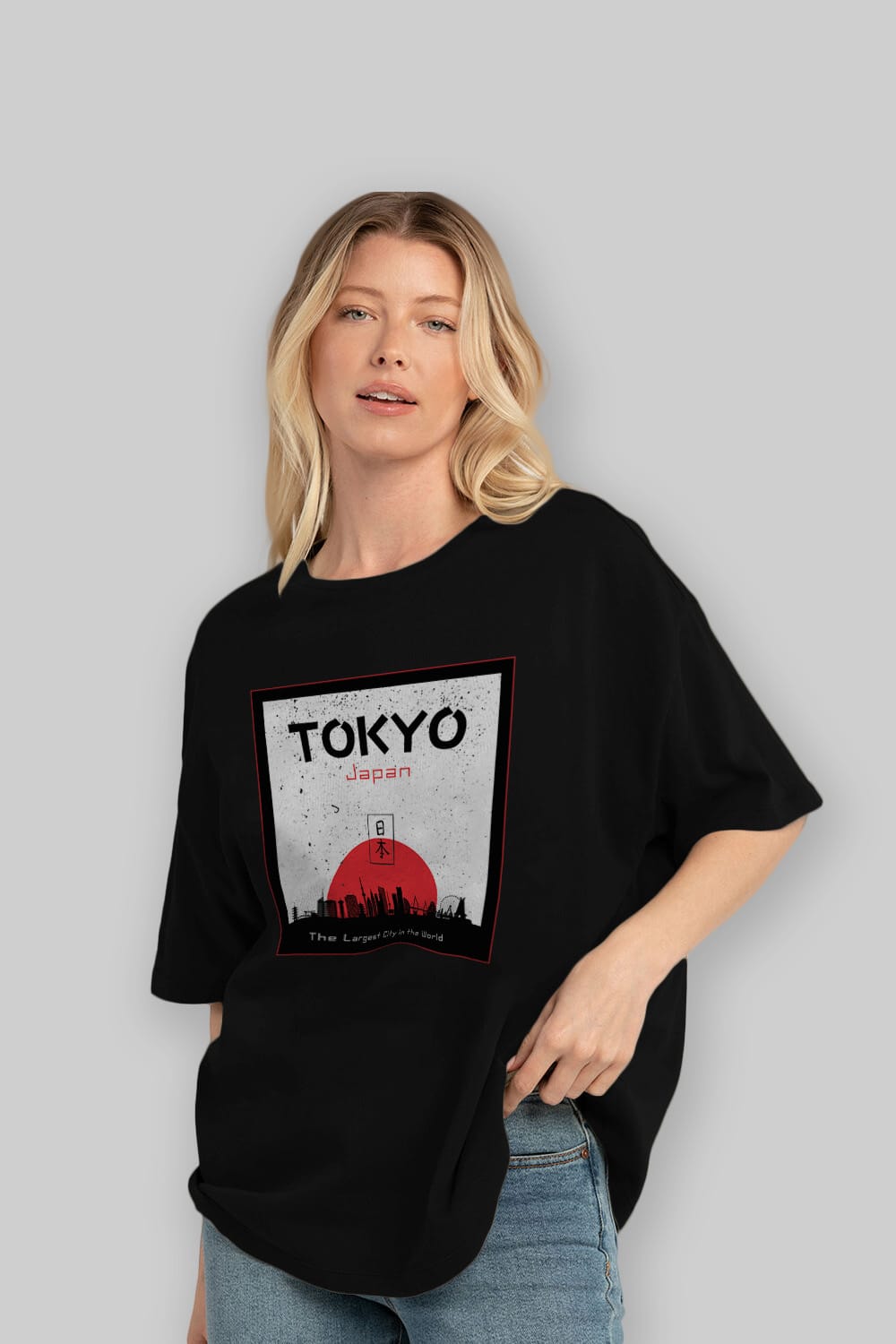 Tokyo Japan Yazılı Ön Baskılı Oversize t-shirt Erkek Kadın Unisex