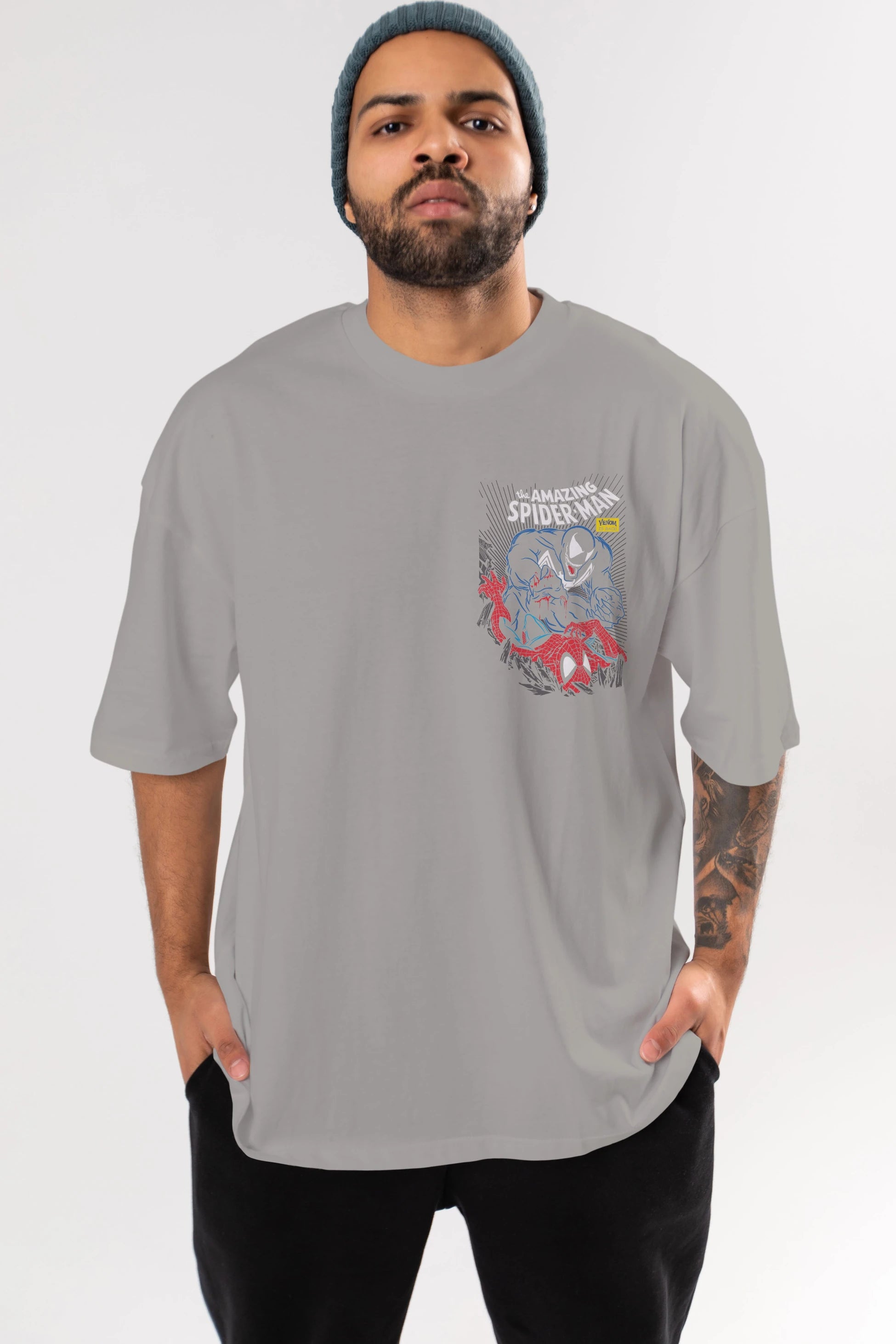 Venom (19) Ön Sol Baskılı Oversize t-shirt Erkek Kadın Unisex %100 Pamuk Bisiklet Yaka tişort
