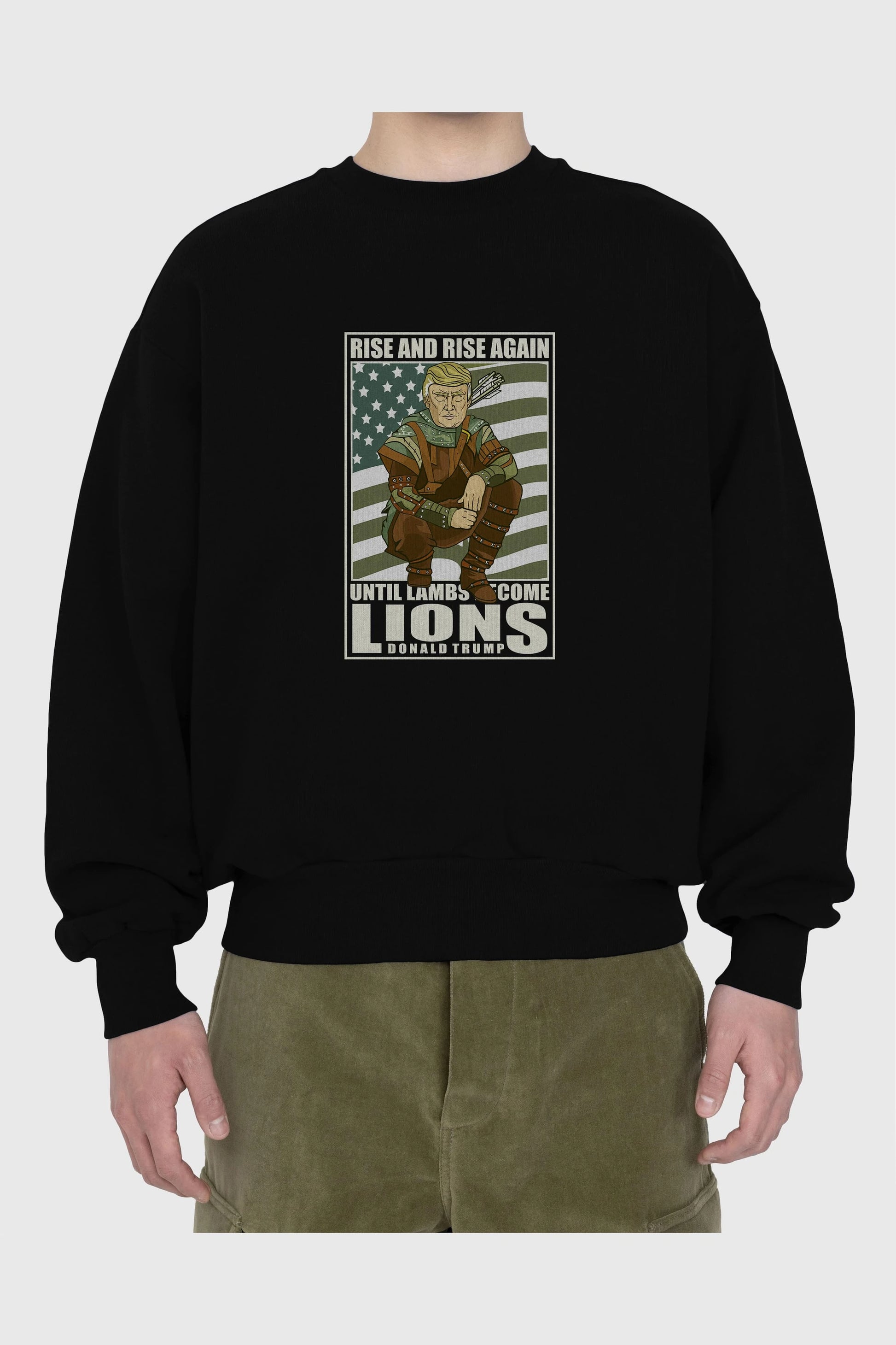 Robin Hood Trump Ön Baskılı Oversize Sweatshirt Erkek Kadın Unisex