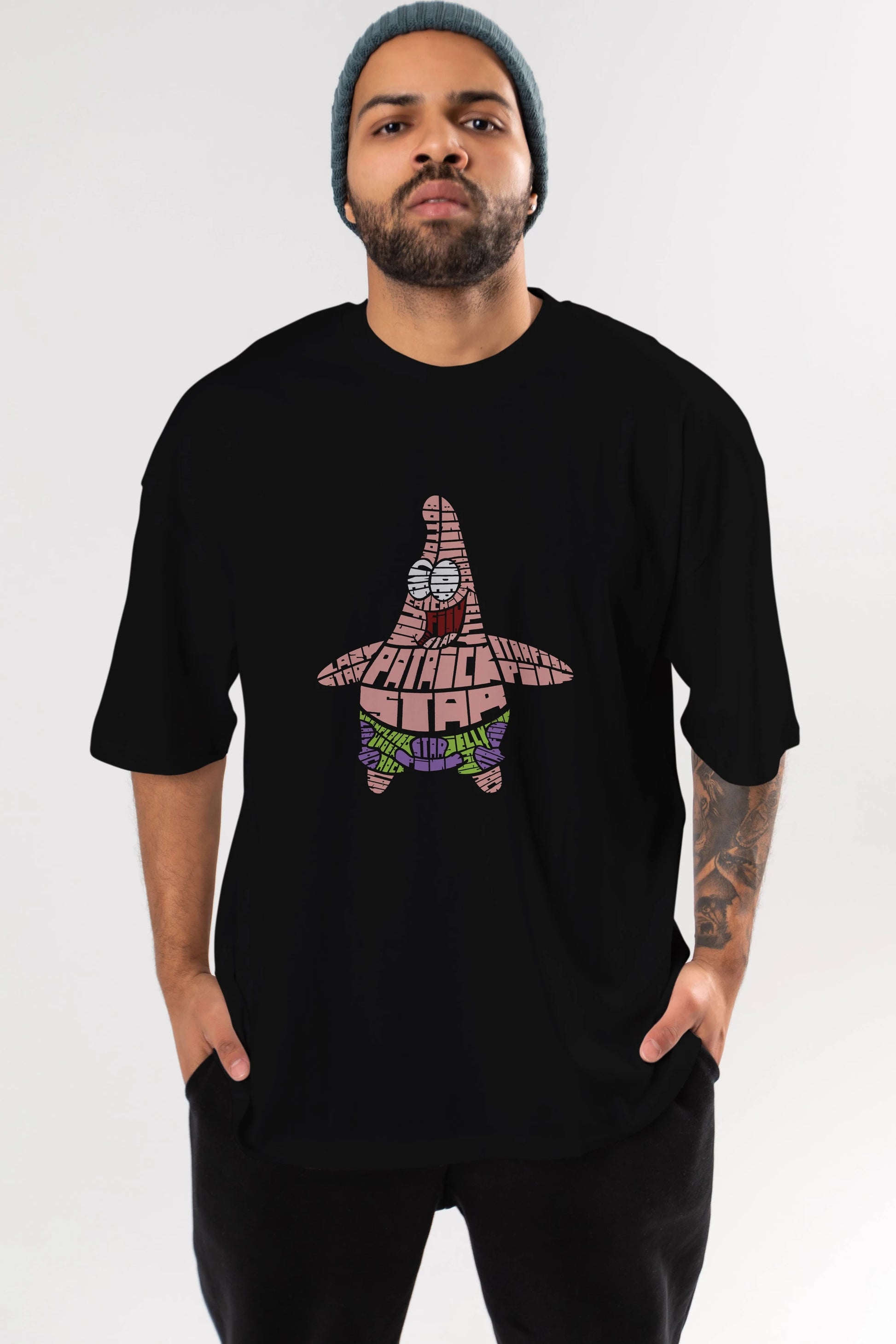 Patrick Star Ön Baskılı Oversize t-shirt %100 pamuk Erkek Kadın Unisex