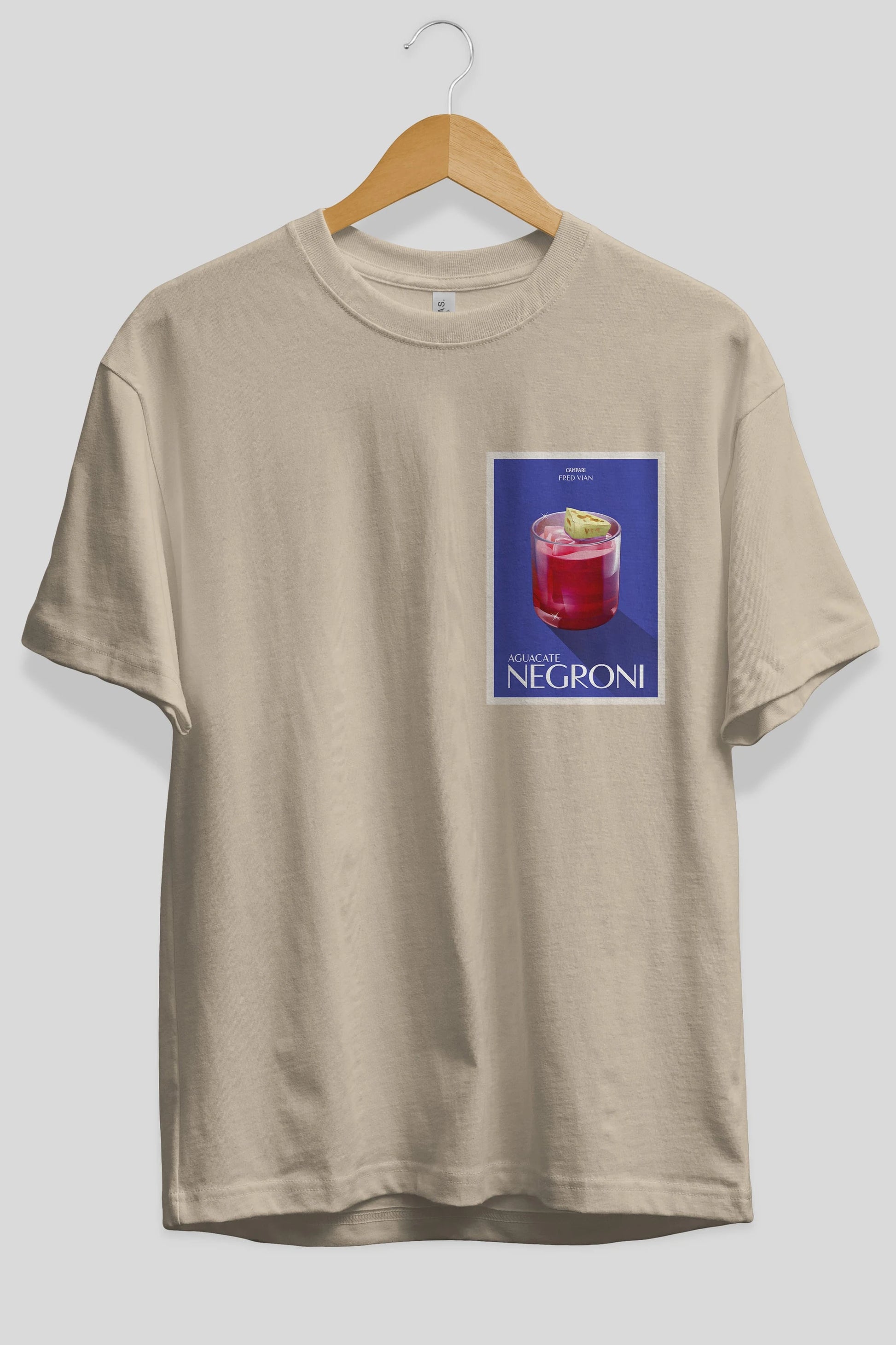 Aguacate Negroni Ön Sol Baskılı Oversize t-shirt Erkek Kadın Unisex %100 Pamuk Bisiklet Yaka tişort