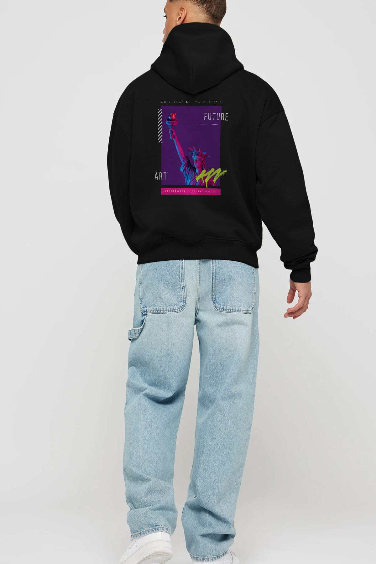 Future Streetwear Arka Baskılı Oversize Hoodie Kapüşonlu Sweatshirt Erkek Kadın Unisex