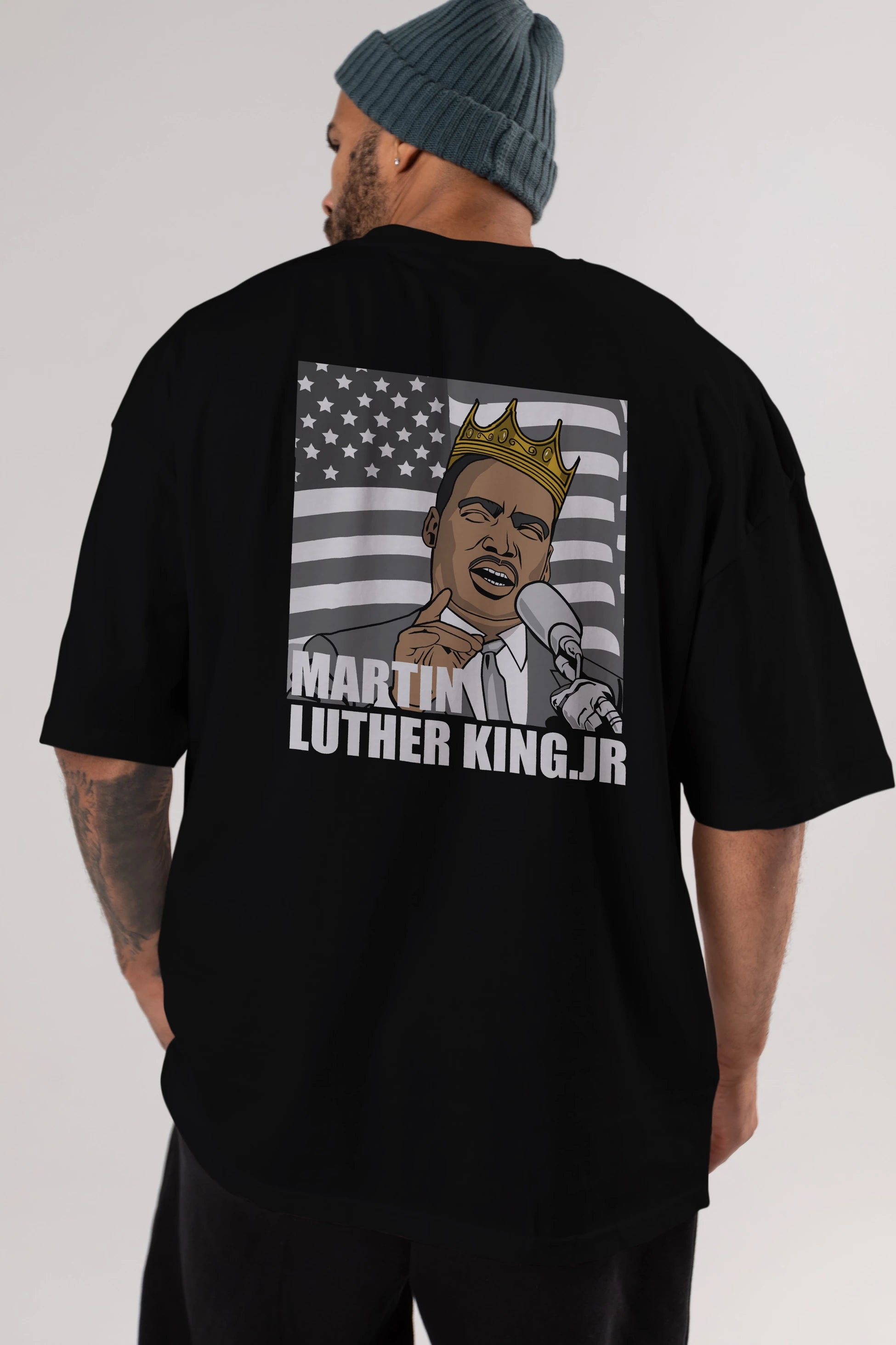 Luther King Arka Baskılı Oversize t-shirt Erkek Kadın Unisex %100 Pamuk tişort