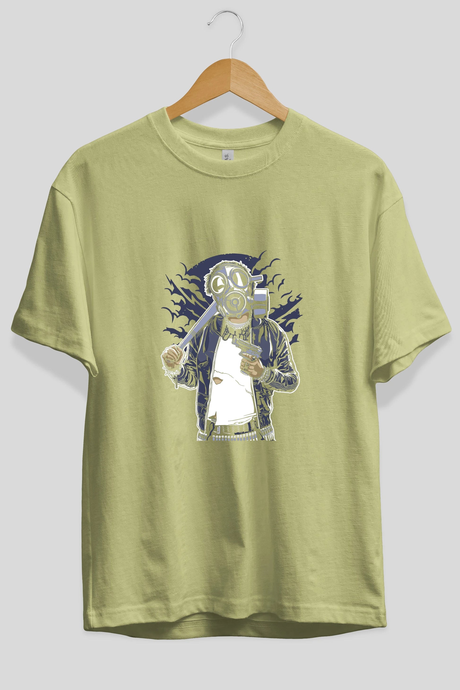 Gasmask Bastard Ön Baskılı Oversize t-shirt Erkek Kadın Unisex %100 Pamuk tişort