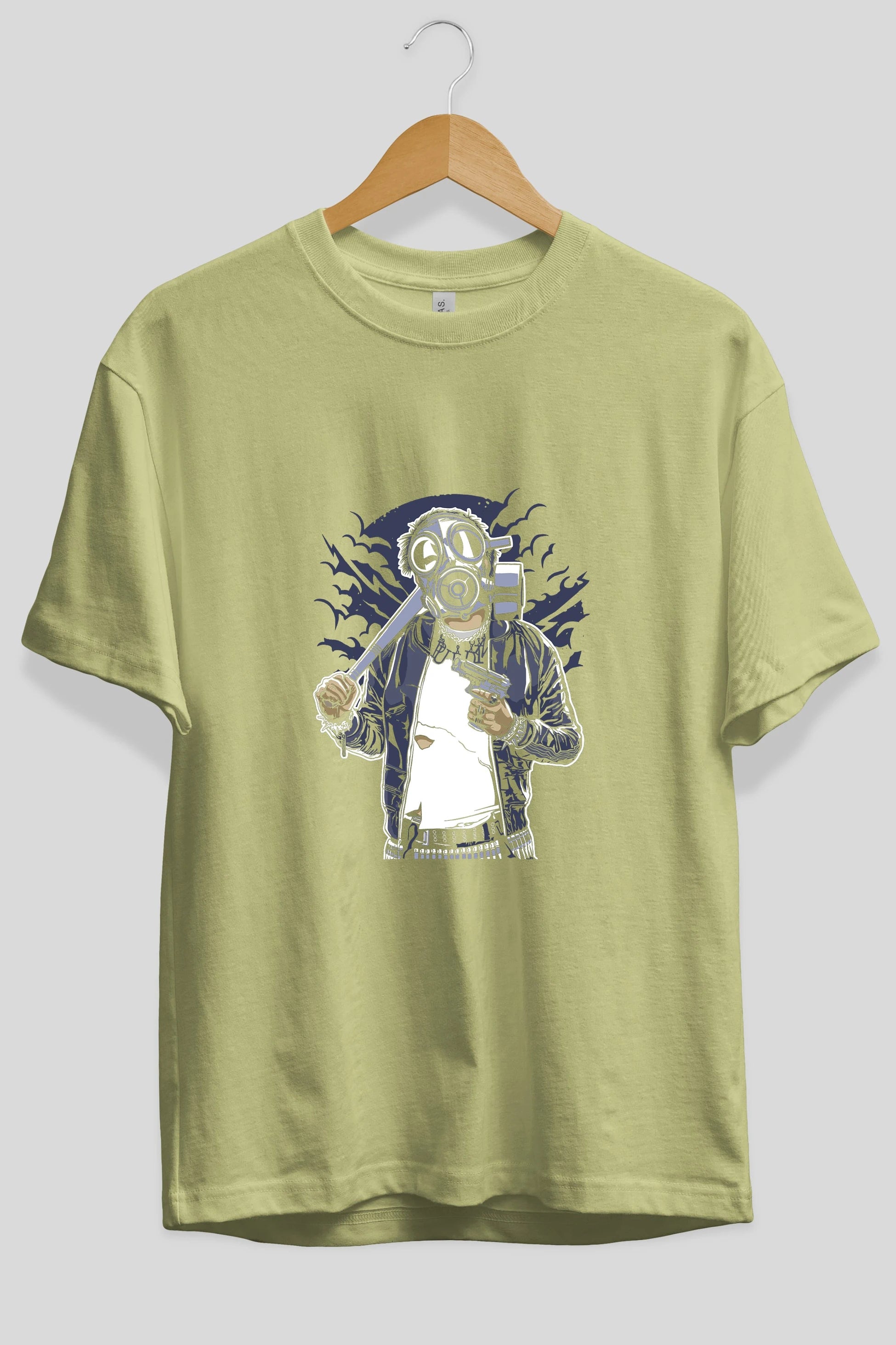 Gasmask Bastard Ön Baskılı Oversize t-shirt Erkek Kadın Unisex %100 Pamuk tişort