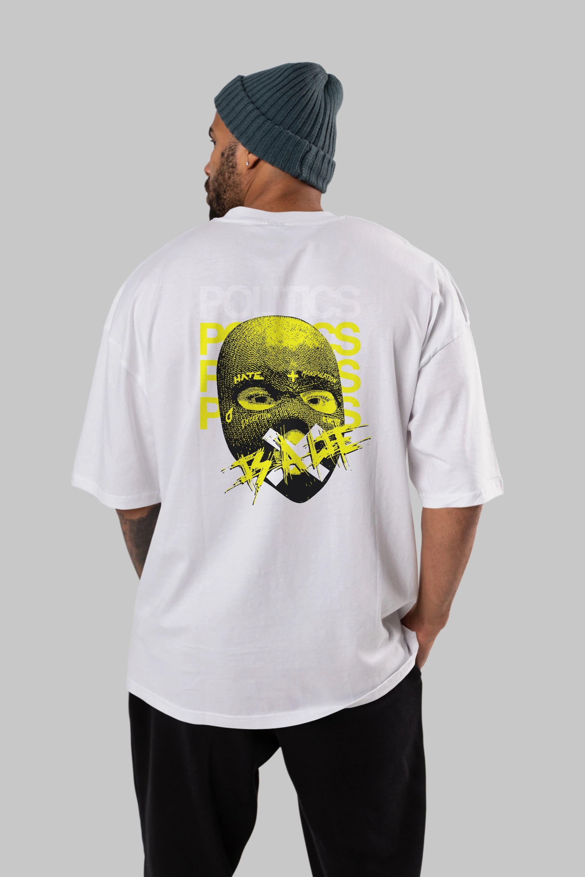 Politics is a Lie Arka Baskılı Oversize t-shirt Erkek Kadın Unisex