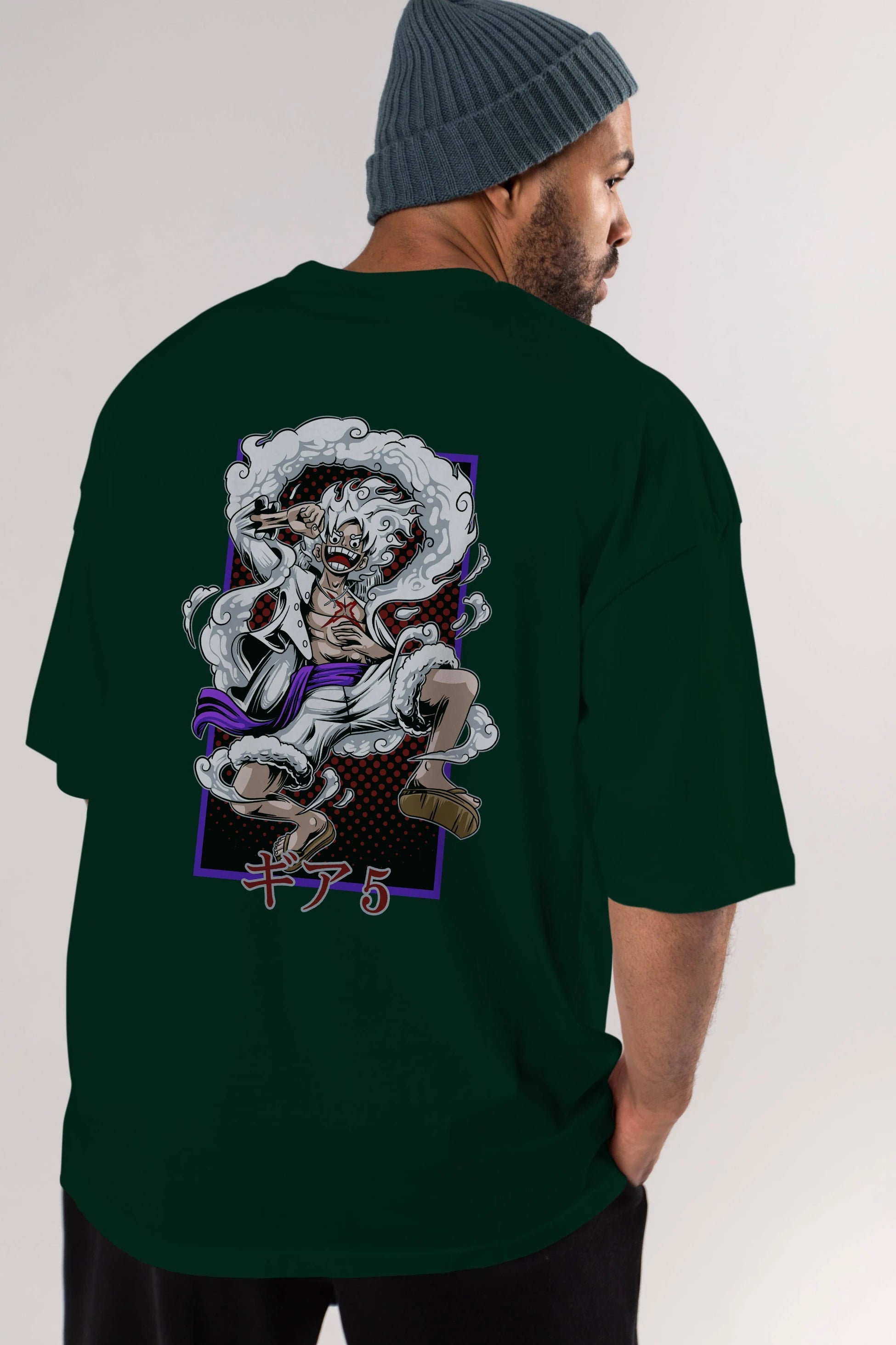 MONKEY D. LUFFY GEAR5 Anime Arka Baskılı Oversize t-shirt Erkek Kadın Unisex