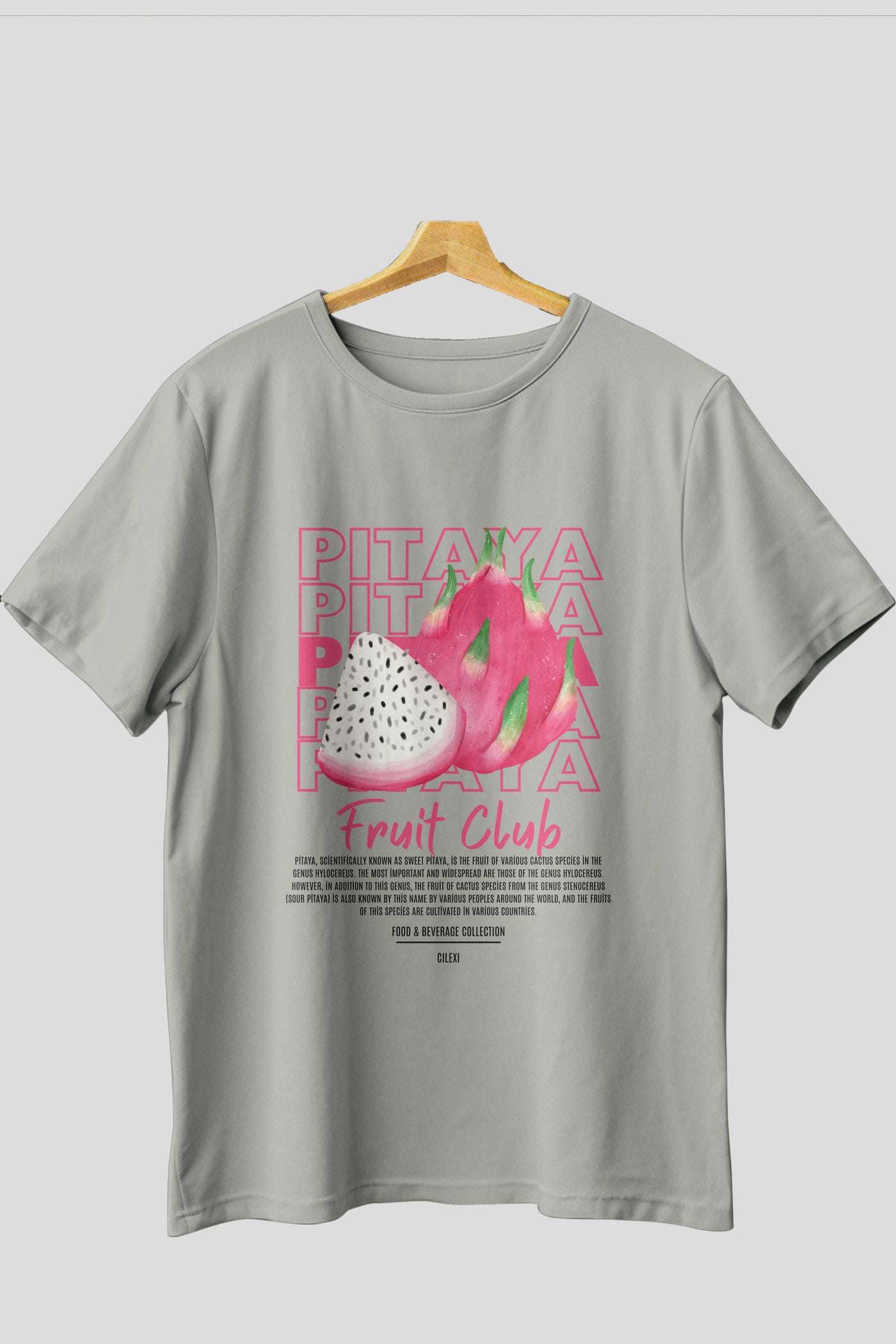 Pitaya Ön Baskılı Oversize t-shirt Erkek Kadın Pamuk Bisiklet Yaka tişort