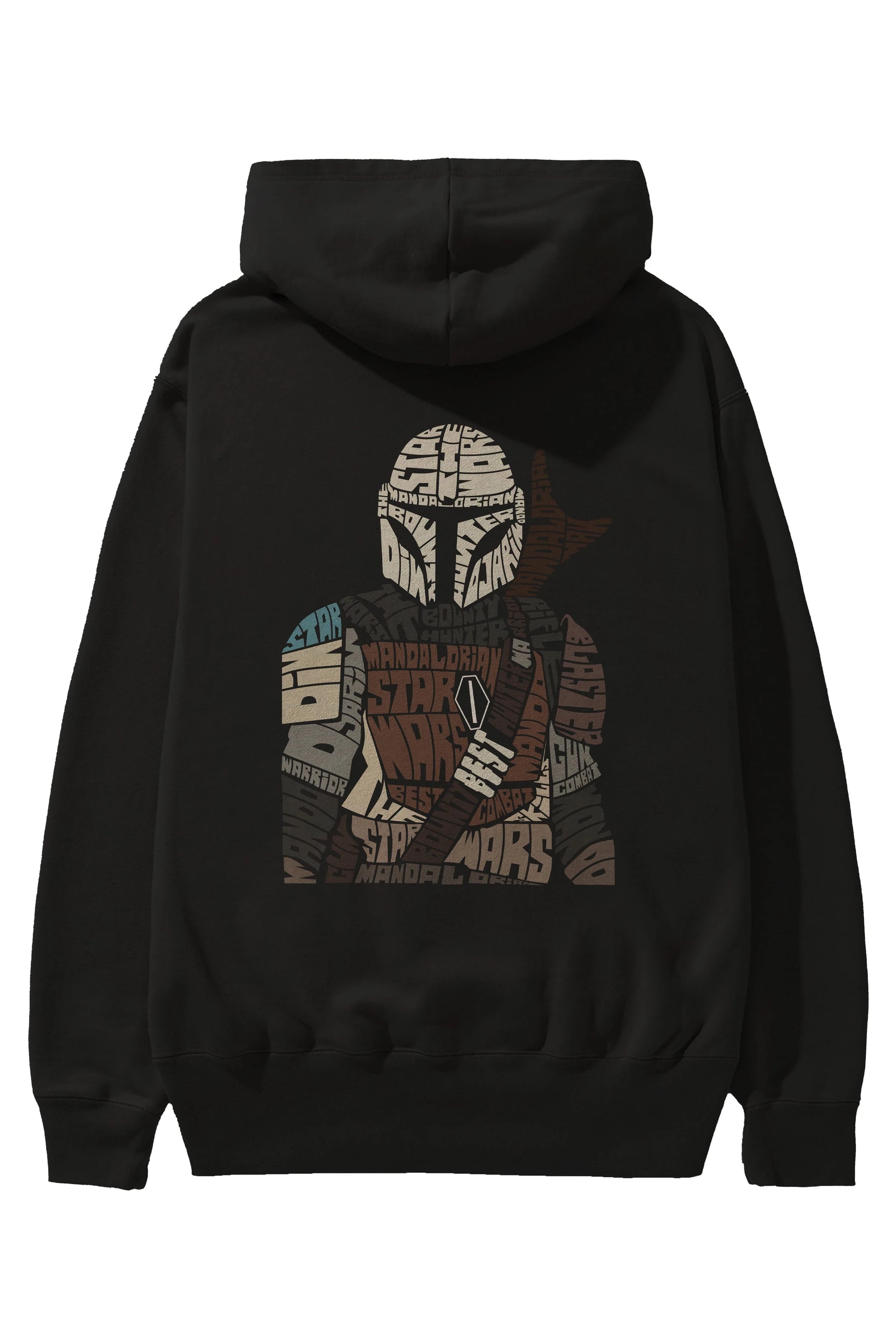 Mandalorian Arka Baskılı Hoodie Oversize Kapüşonlu Sweatshirt Erkek Kadın Unisex
