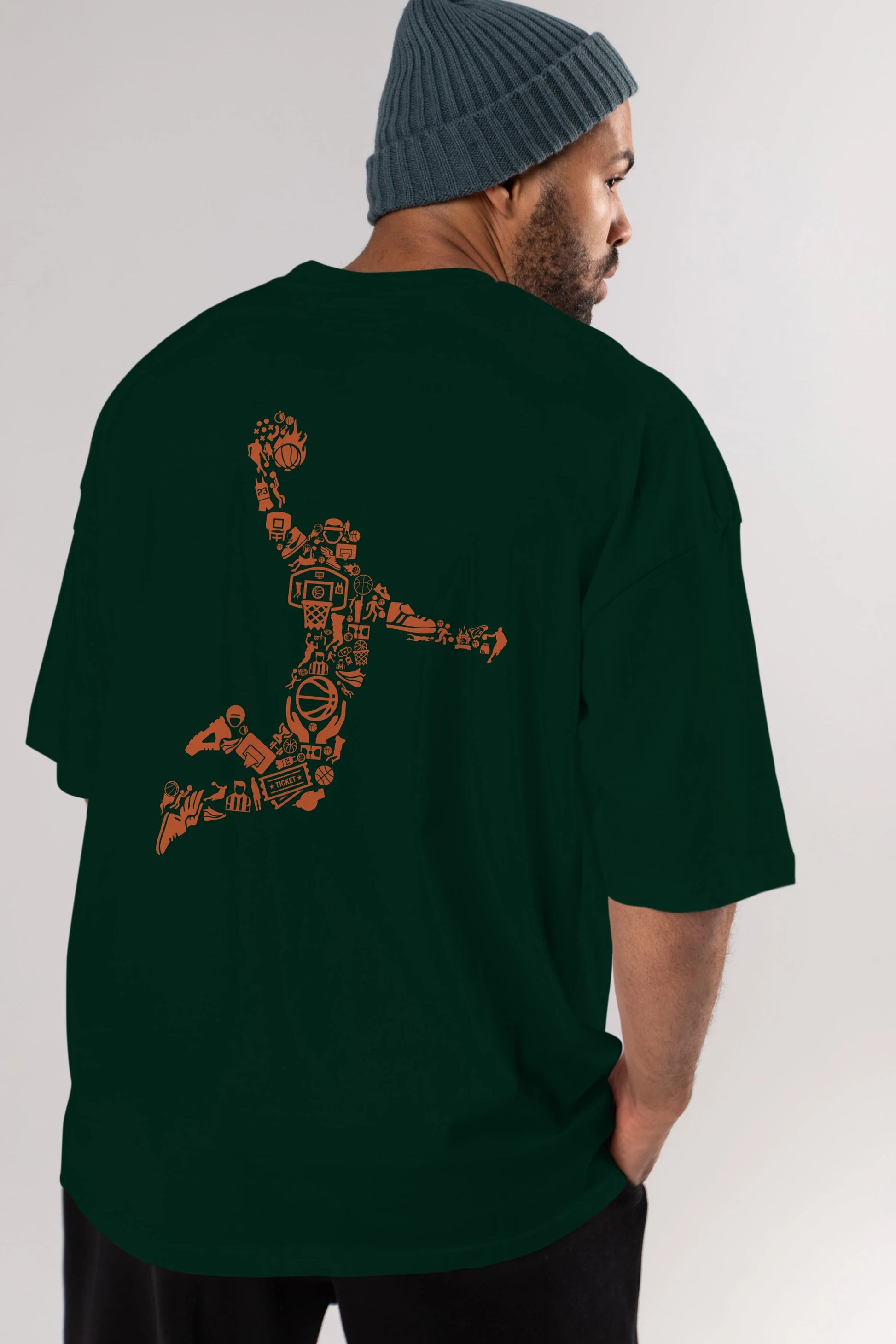 Basketball Player Arka Baskılı Oversize t-shirt %100 pamuk Erkek Kadın Unisex