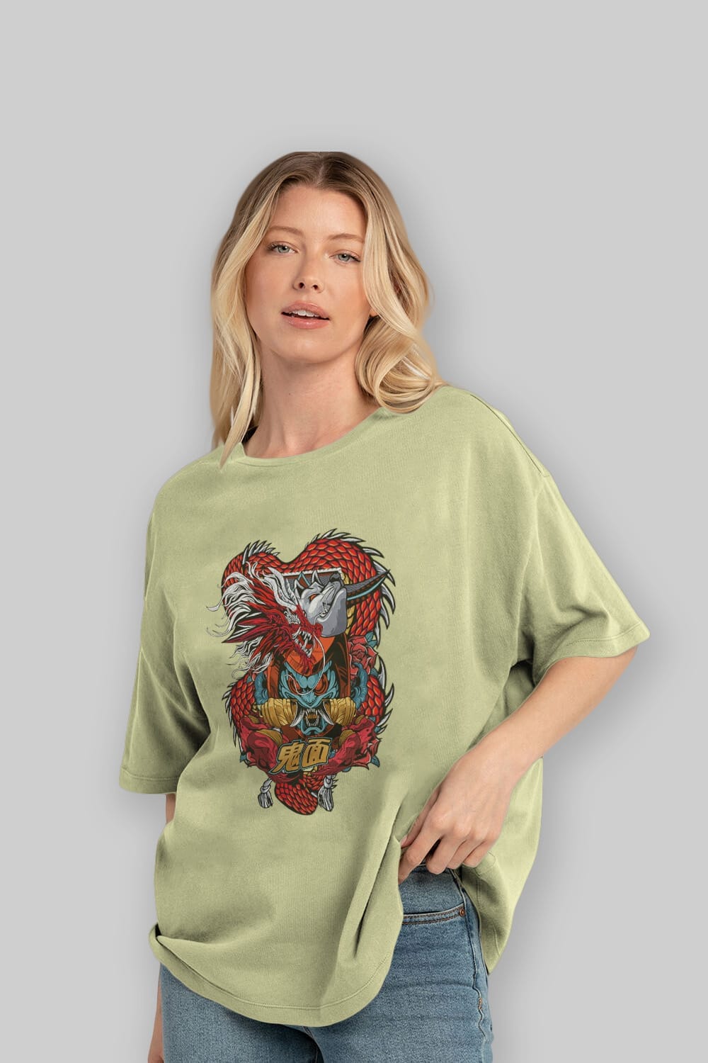 TRIBAL Anime Ön Baskılı Oversize t-shirt %100 pamuk Erkek Kadın Unisex