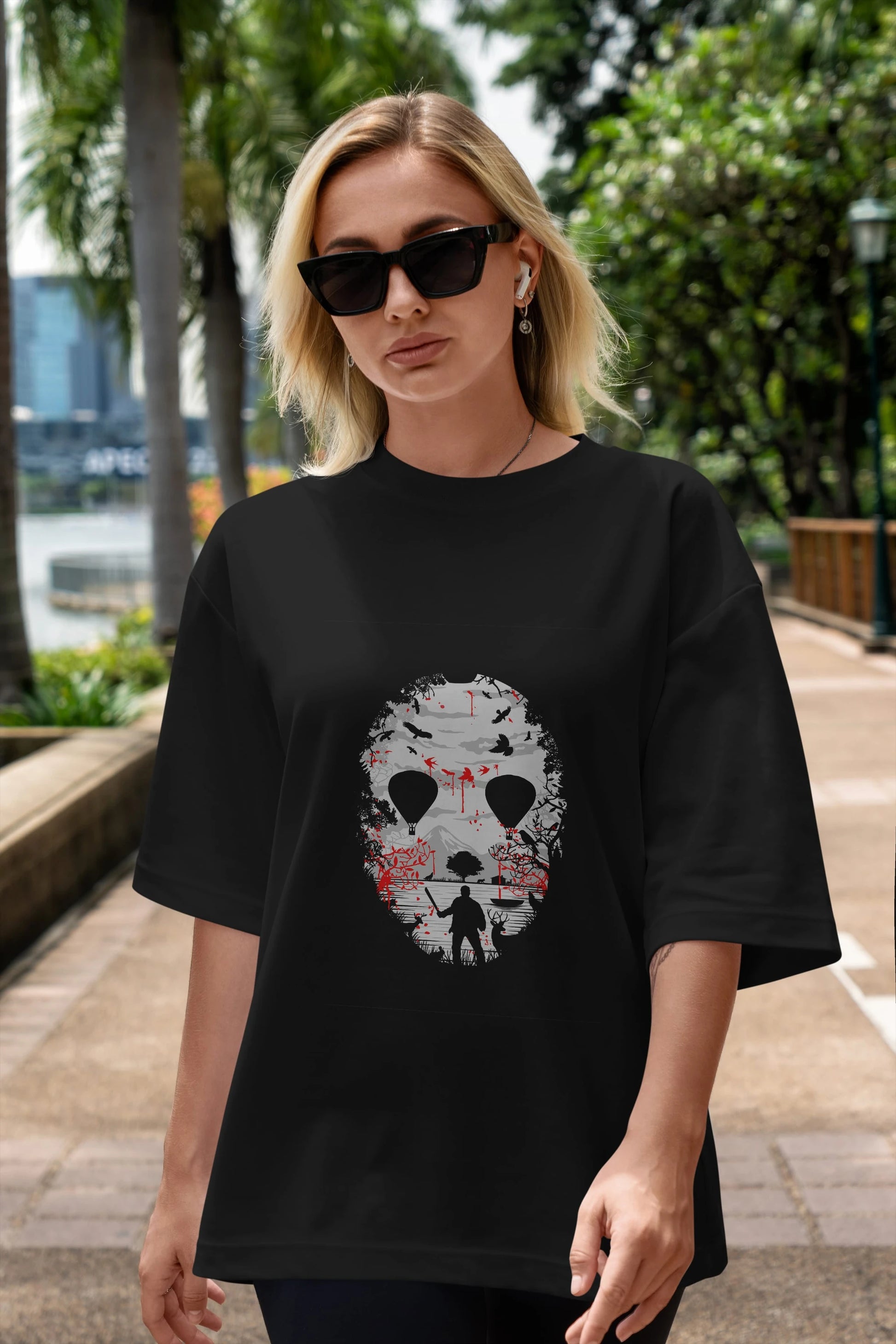 Crystal Lake Ön Baskılı Oversize t-shirt %100 pamuk Erkek Kadın Unisex