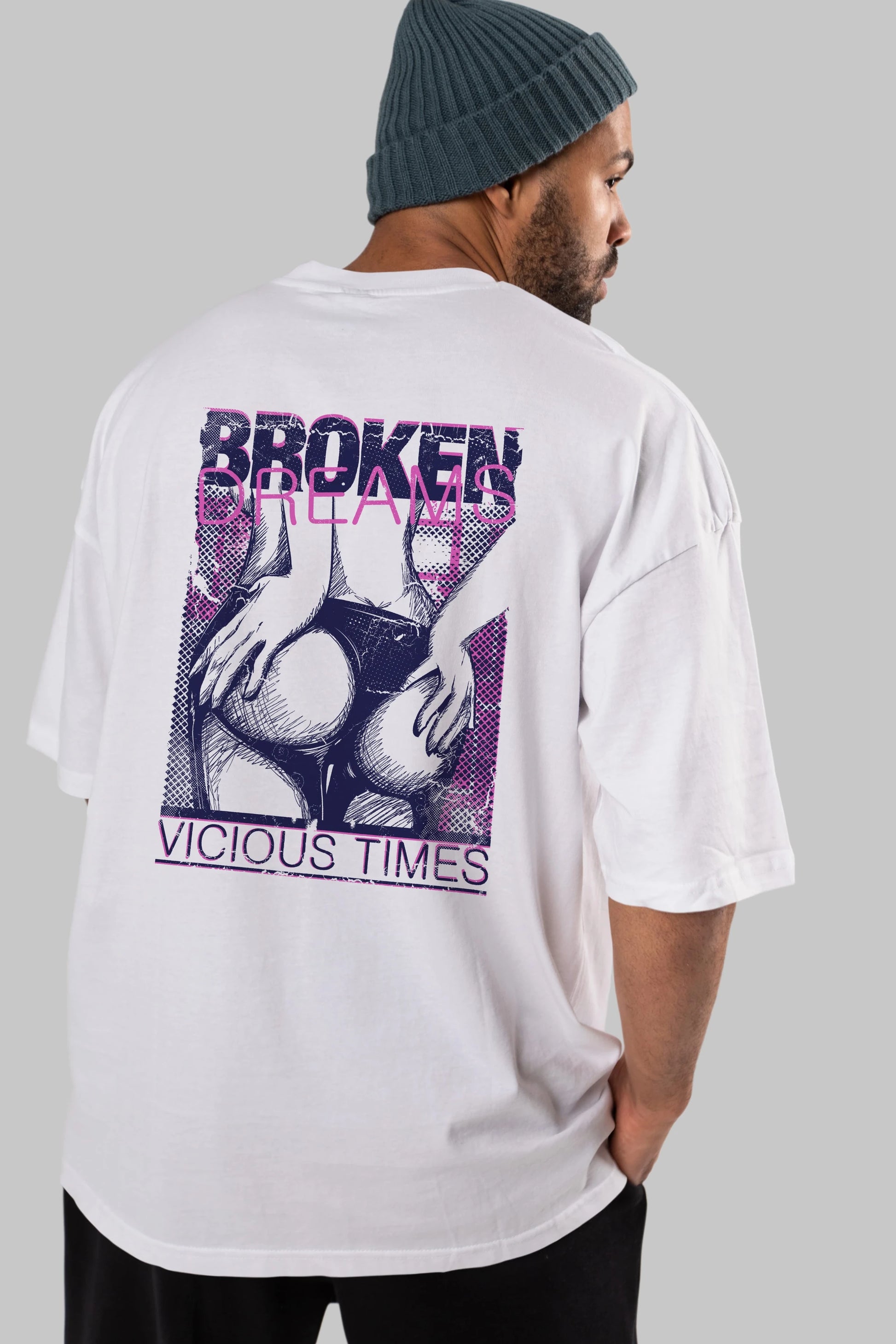 Broken Dreams Arka Baskılı Oversize t-shirt Erkek Kadın Unisex