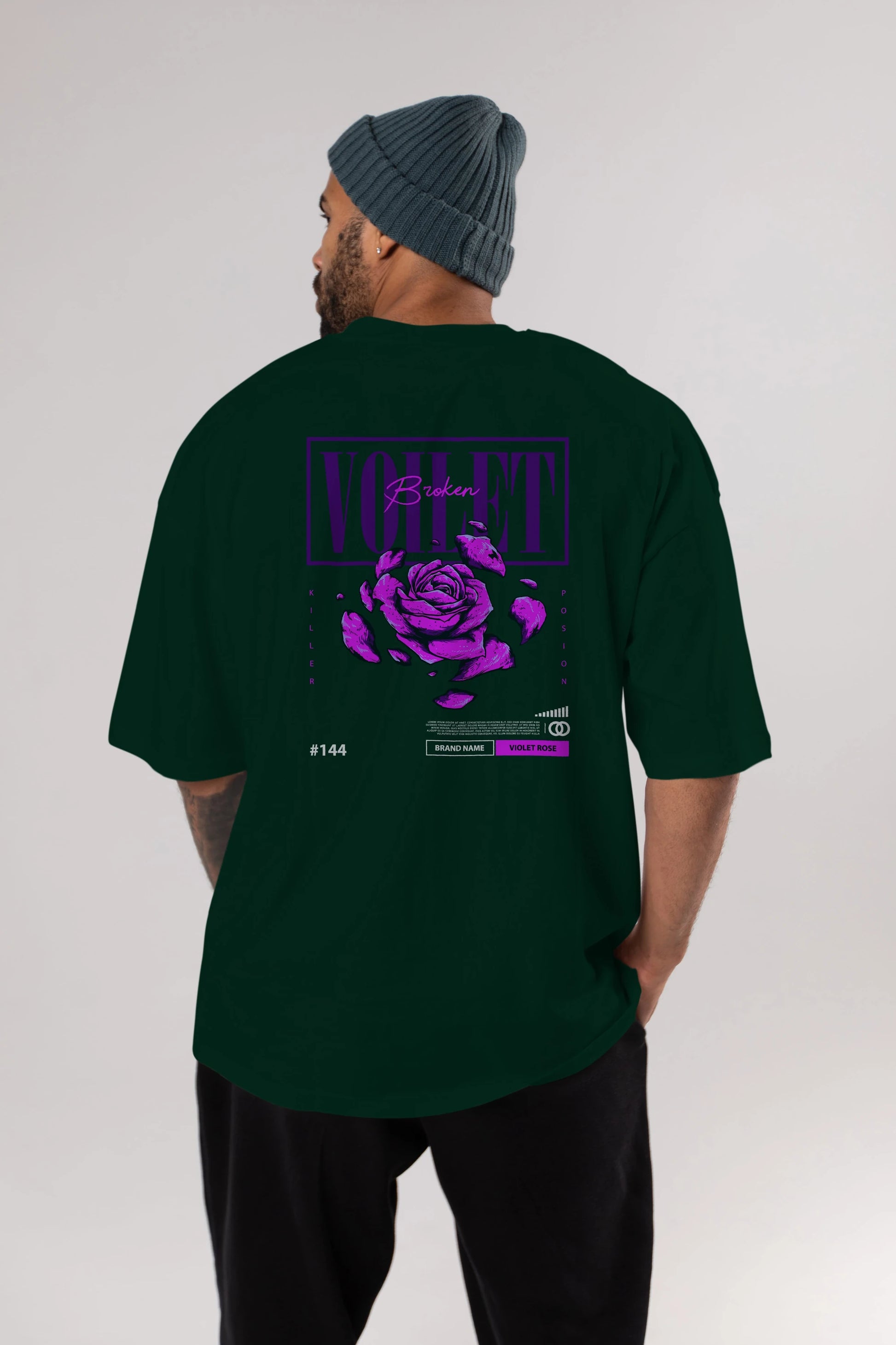 Voilet Broken Arka Baskılı Oversize t-shirt Erkek Kadın Unisex