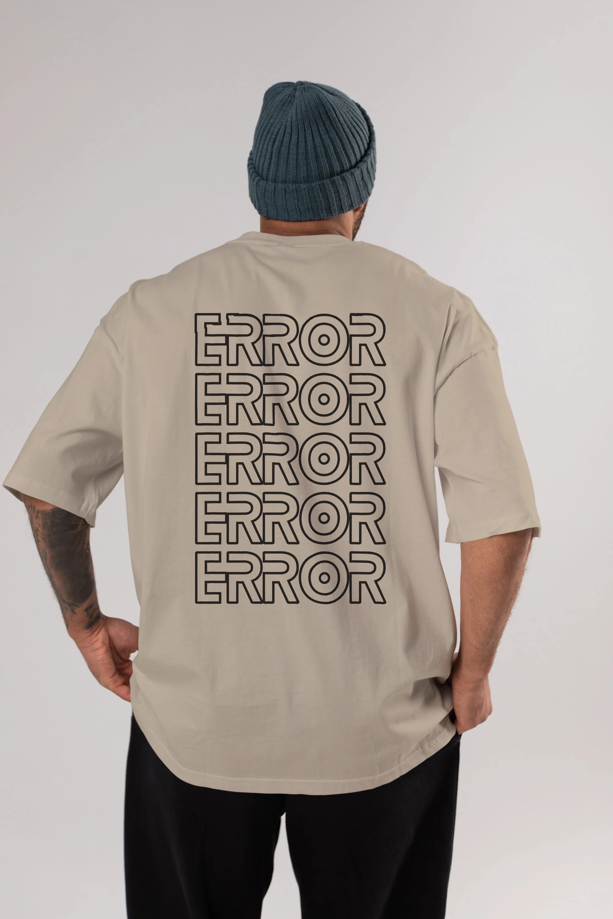Error Yazılı Arka Baskılı Oversize t-shirt Erkek Kadın Unisex