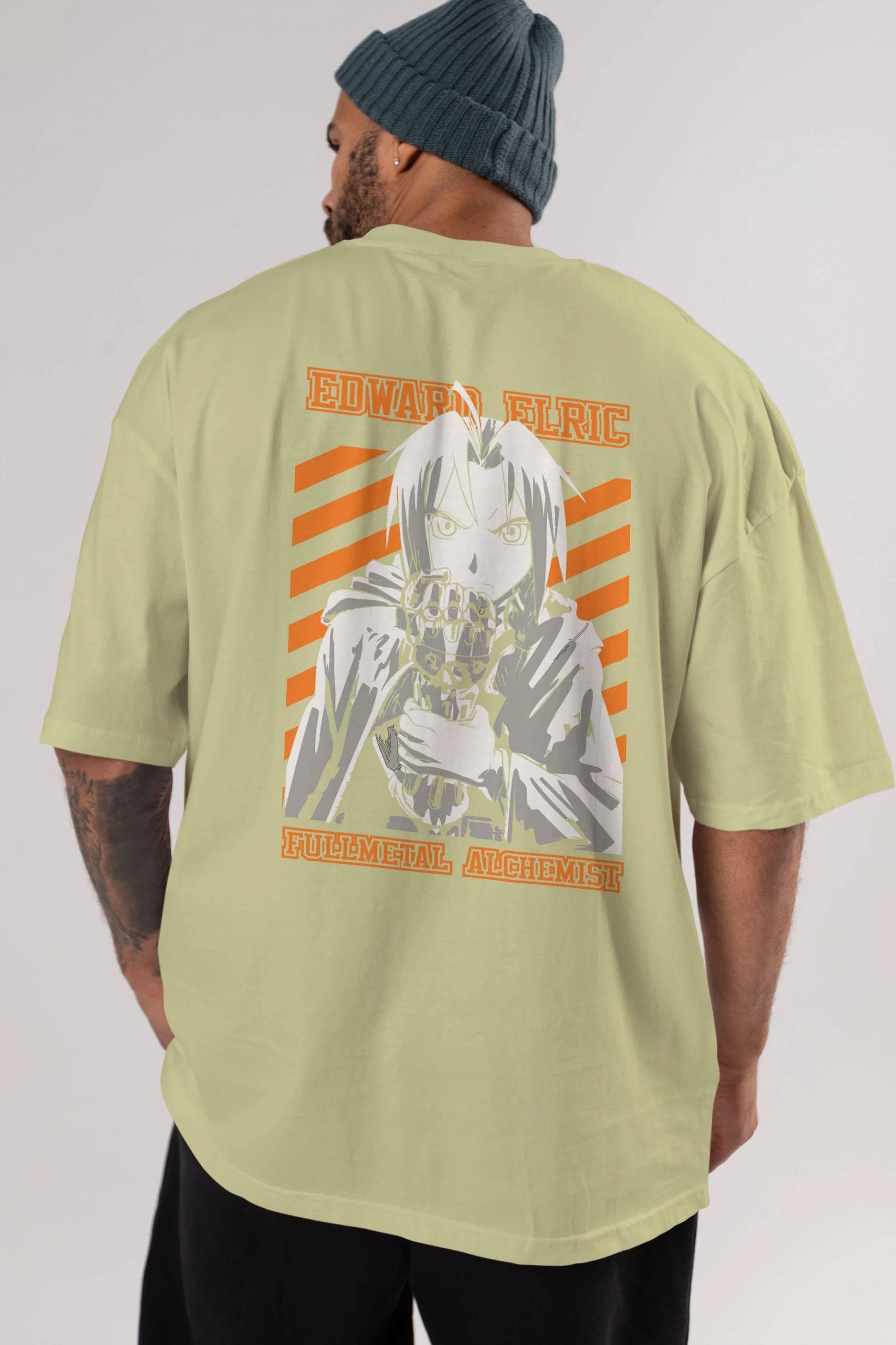 EDWARD ELRIC Anime Arka Baskılı Oversize t-shirt Erkek Kadın Unisex