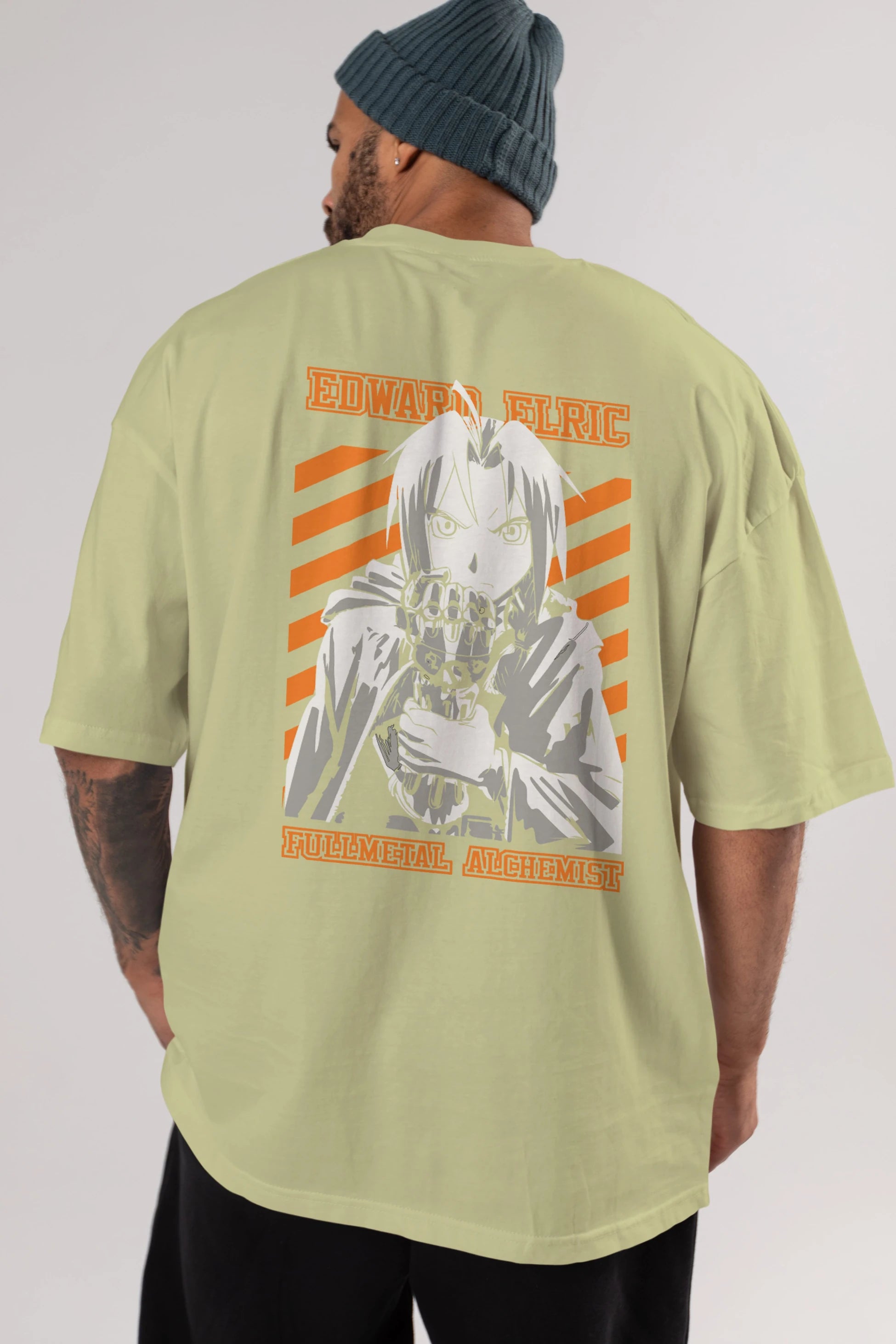 EDWARD ELRIC Anime Arka Baskılı Oversize t-shirt Erkek Kadın Unisex