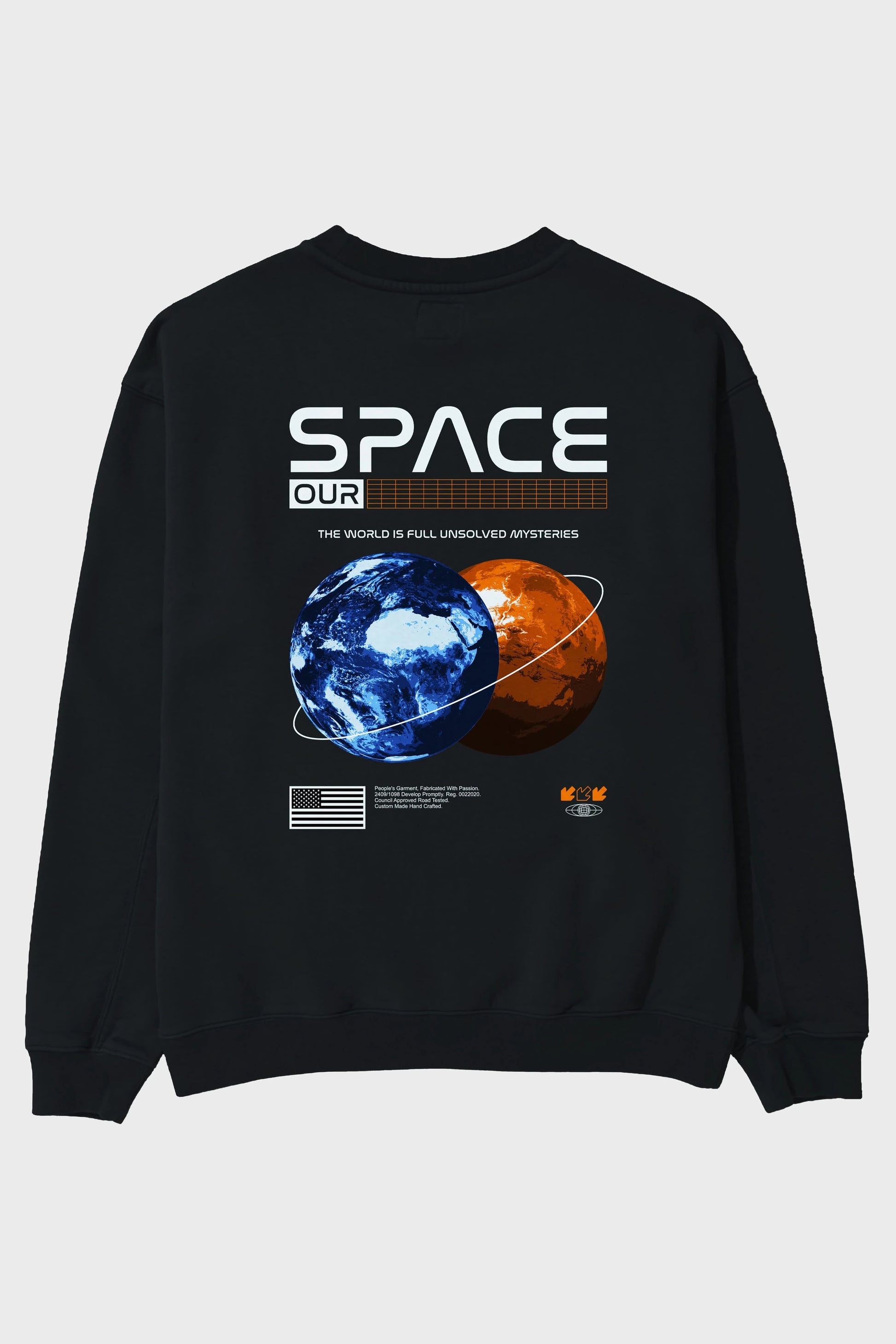 Space Our Arka Baskılı Oversize Sweatshirt Erkek Kadın Unisex