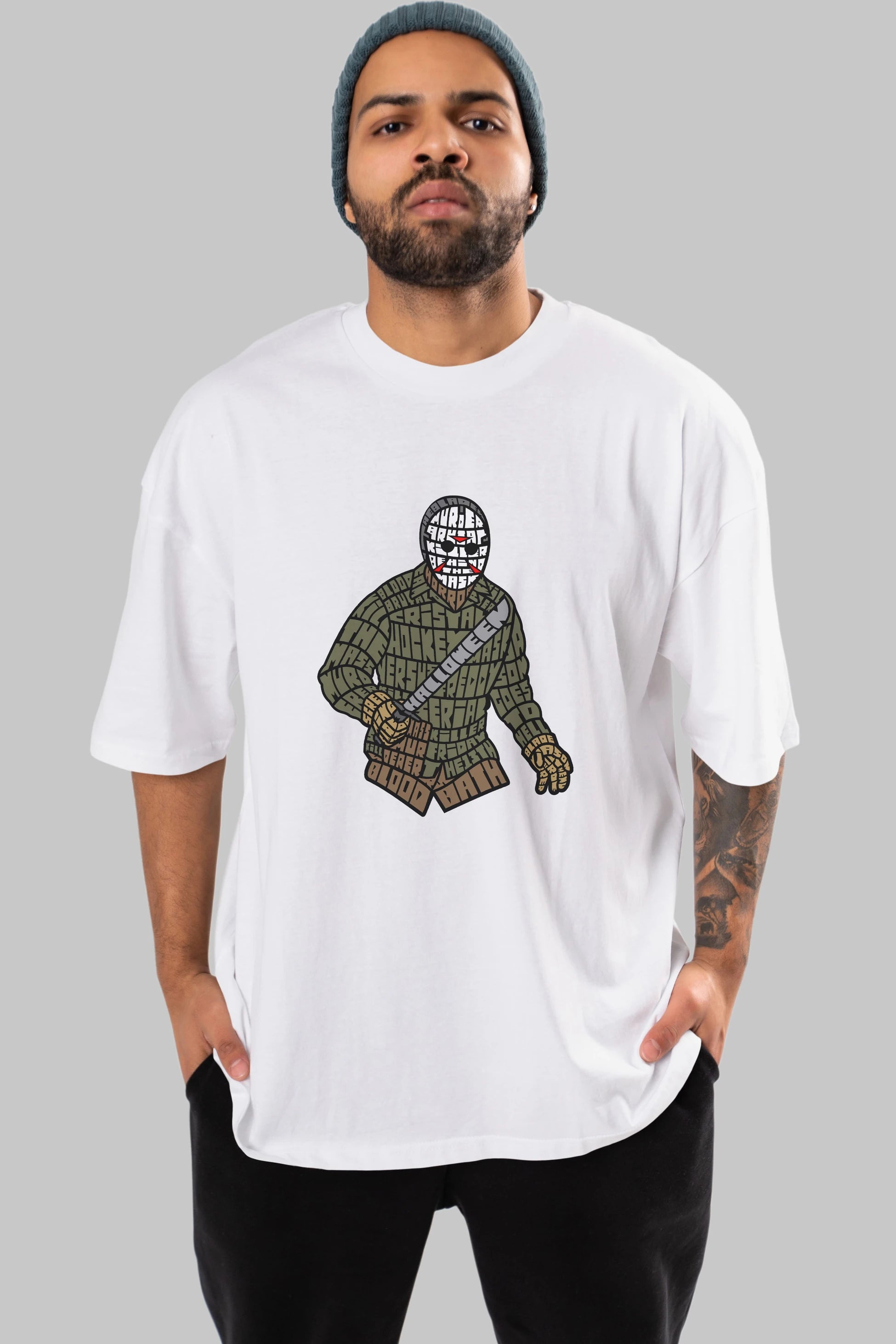 Jason Ön Baskılı Oversize t-shirt %100 pamuk Erkek Kadın Unisex