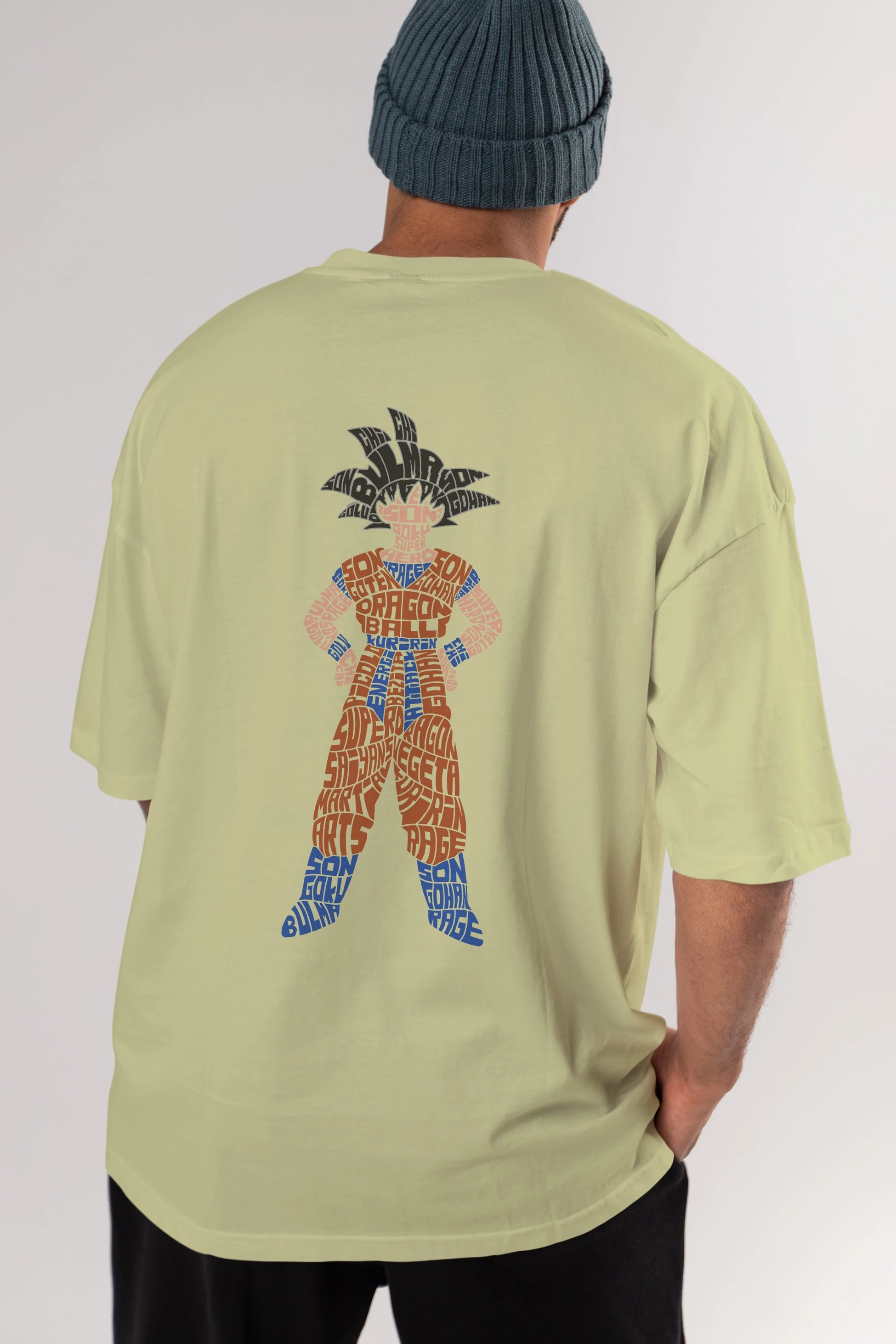 Goku Arka Baskılı Oversize t-shirt %100 pamuk Erkek Kadın Unisex