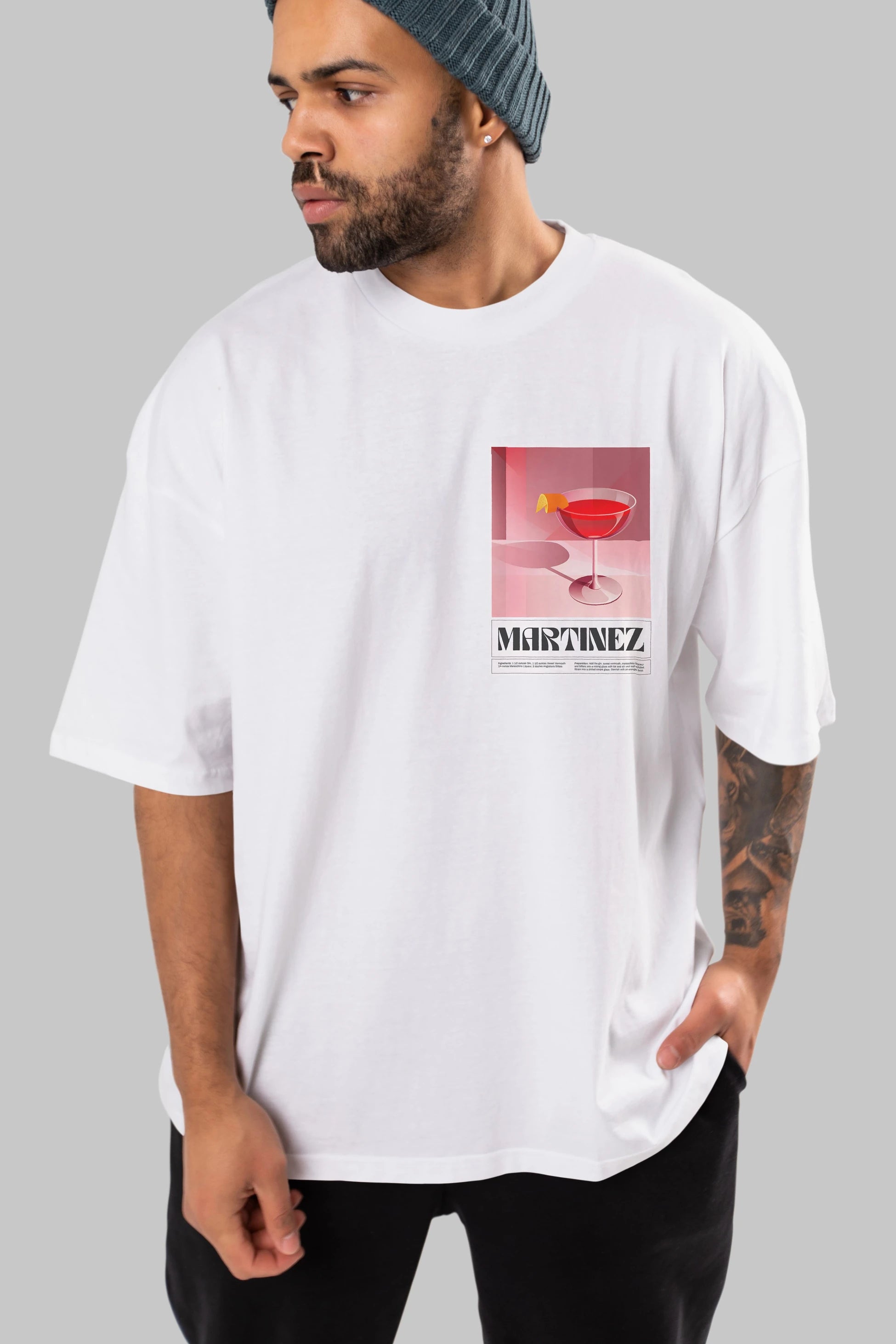 Martinez Ön Sol Baskılı Oversize t-shirt Erkek Kadın Unisex %100 Pamuk Bisiklet Yaka tişort