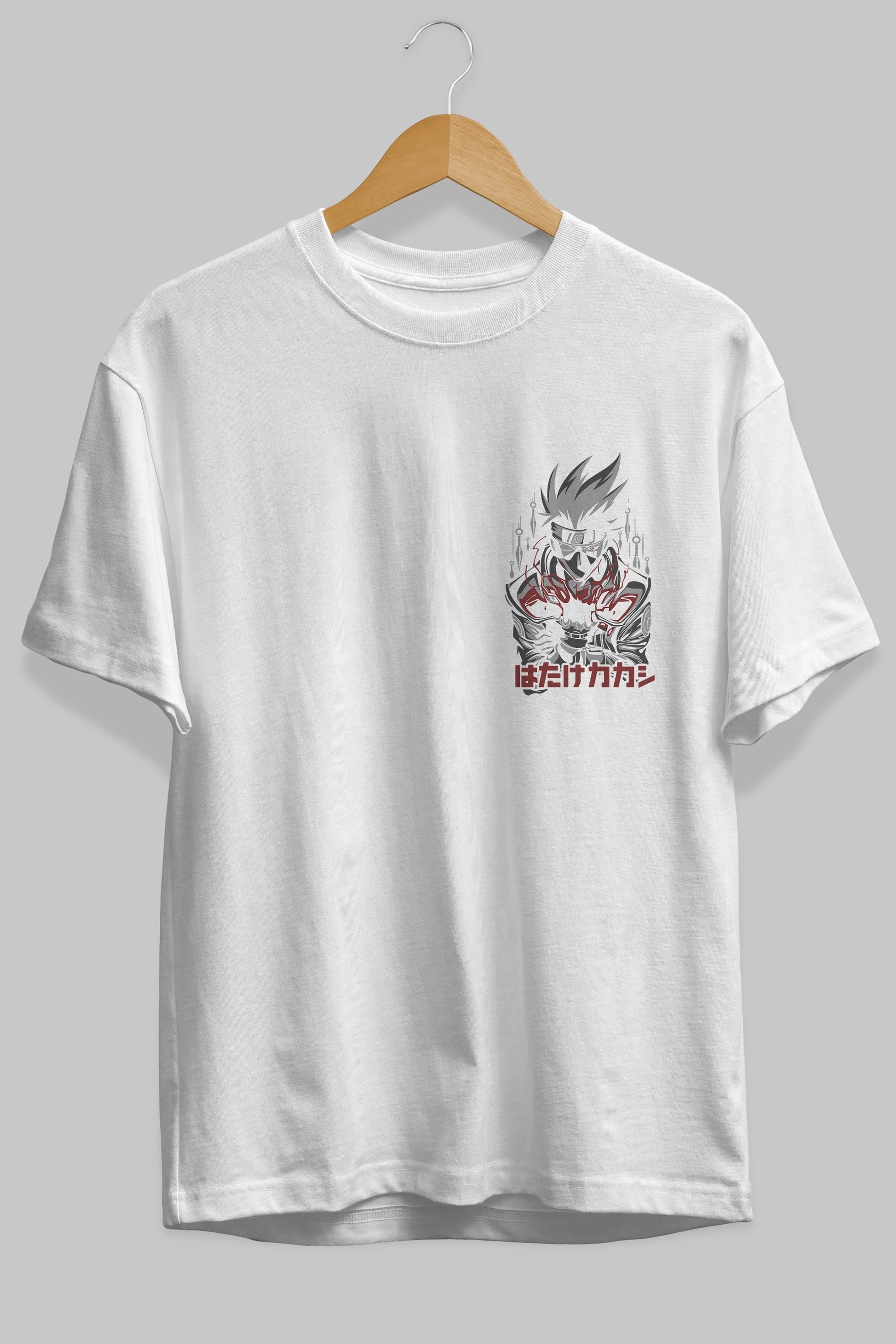 KAKASHI HATAKE NARUTO 1 Ön Sol Baskılı Oversize t-shirt Erkek Kadın Unisex %100 Pamuk Bisiklet Yaka tişort