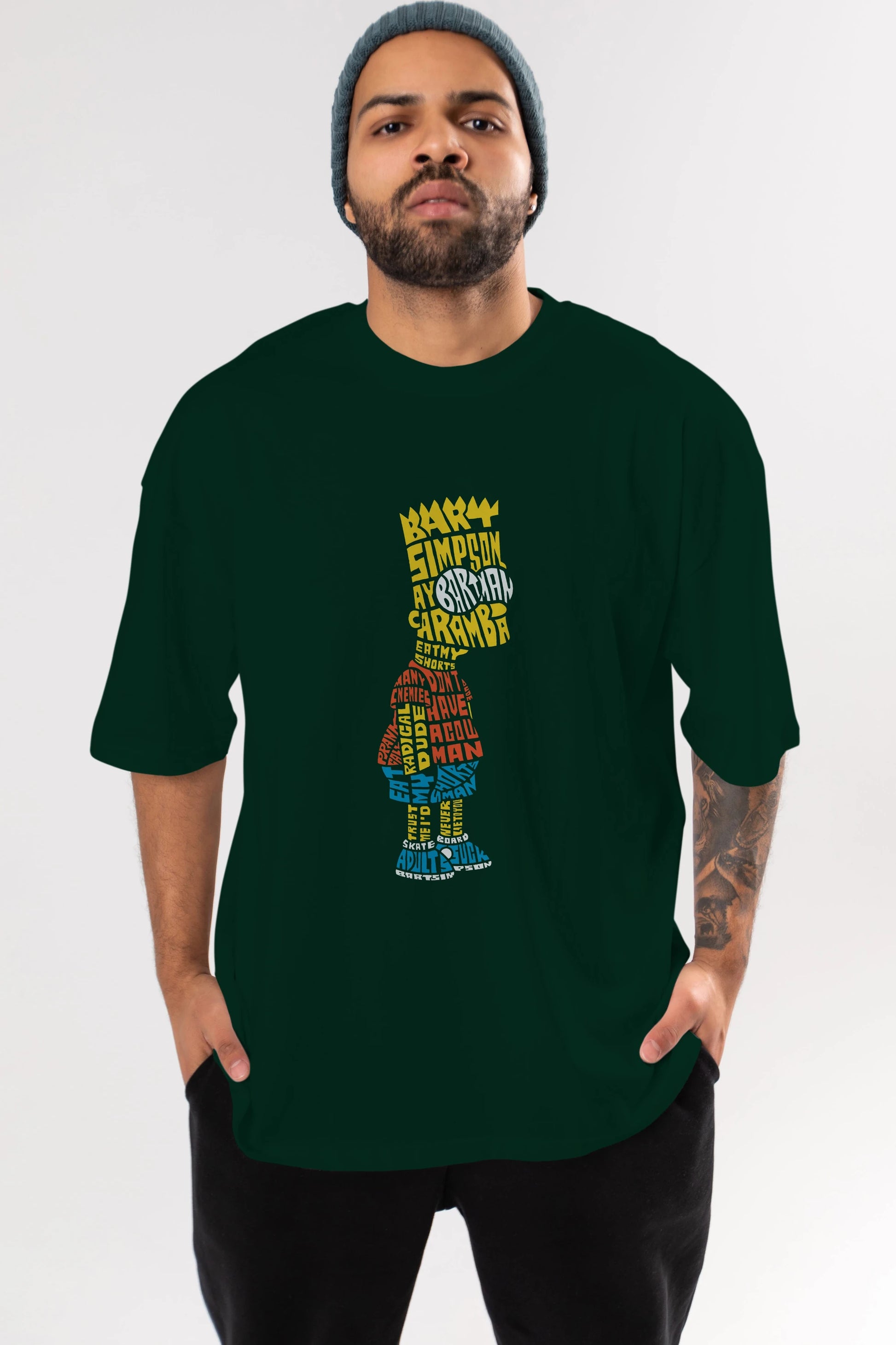 Bart Simpson Ön Baskılı Oversize t-shirt %100 pamuk Erkek Kadın Unisex