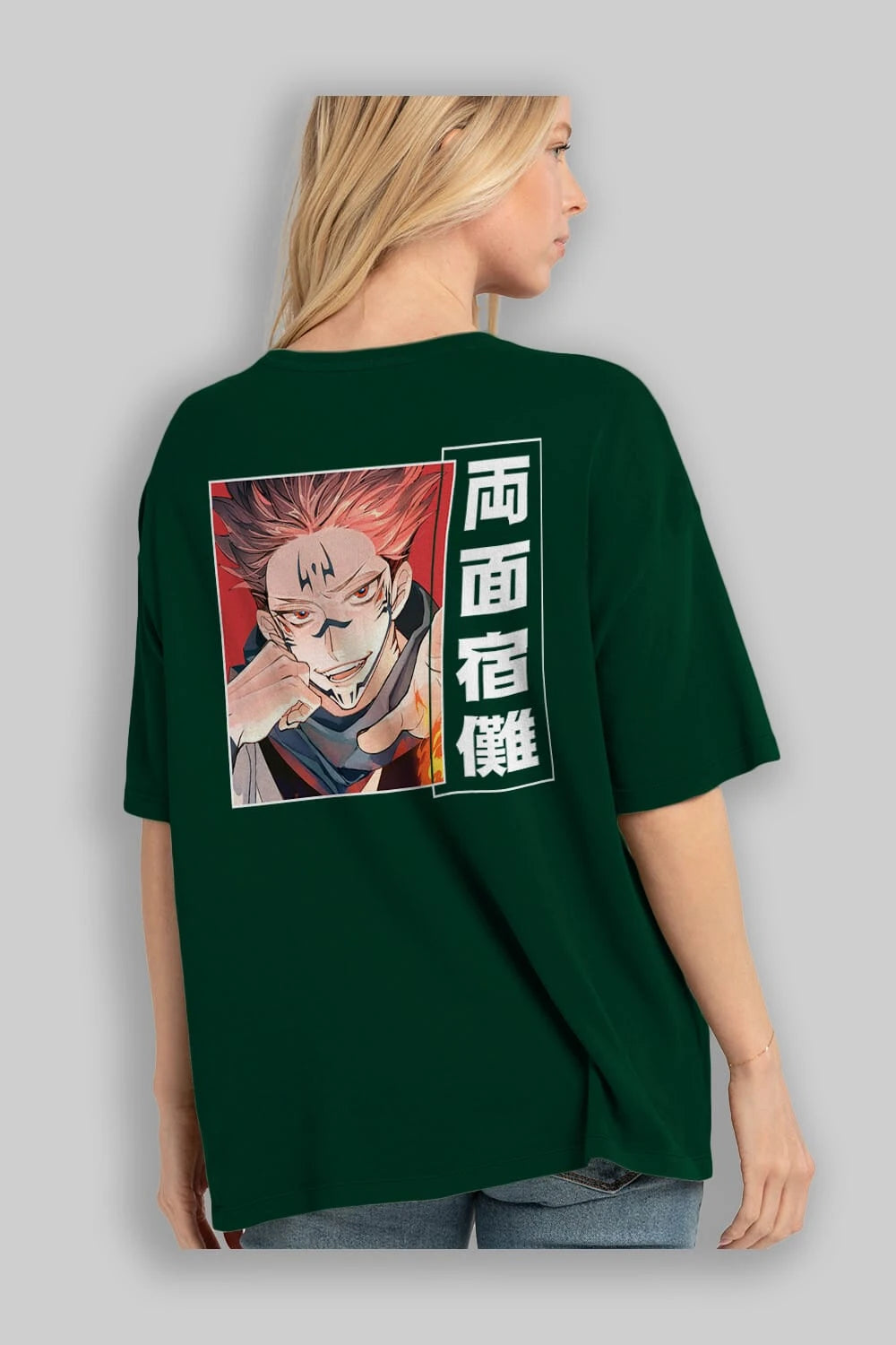 Sukuna Ryoumen 4 Anime Arka Baskılı Oversize t-shirt Erkek Kadın Unisex