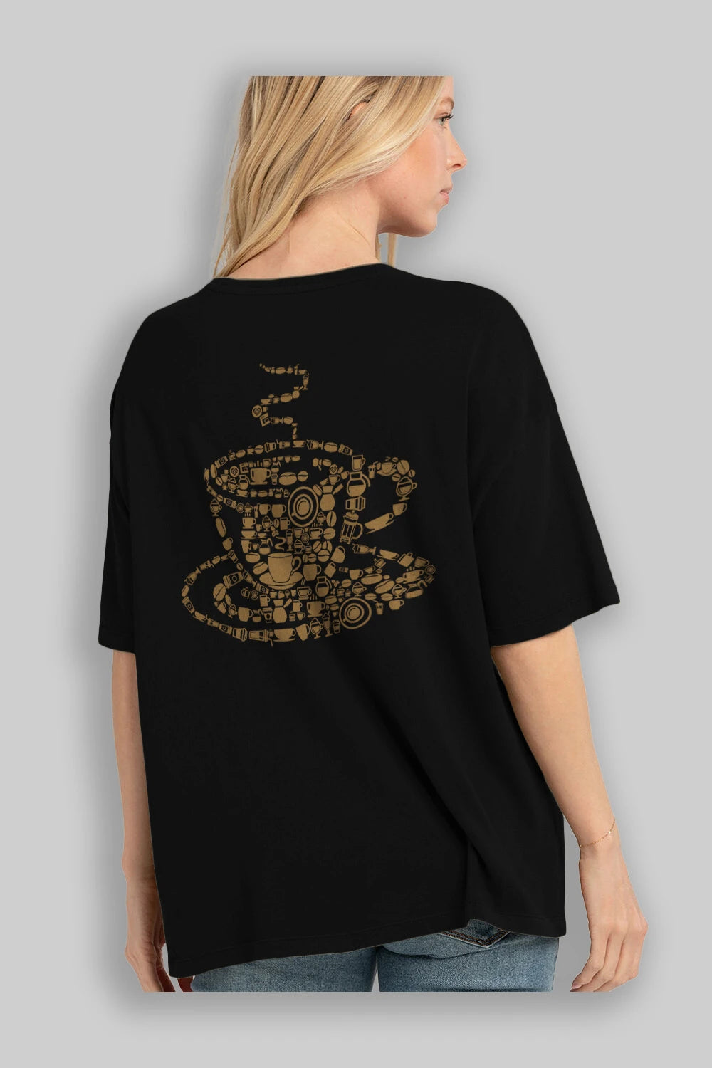 Coffee Arka Baskılı Oversize t-shirt %100 pamuk Erkek Kadın Unisex