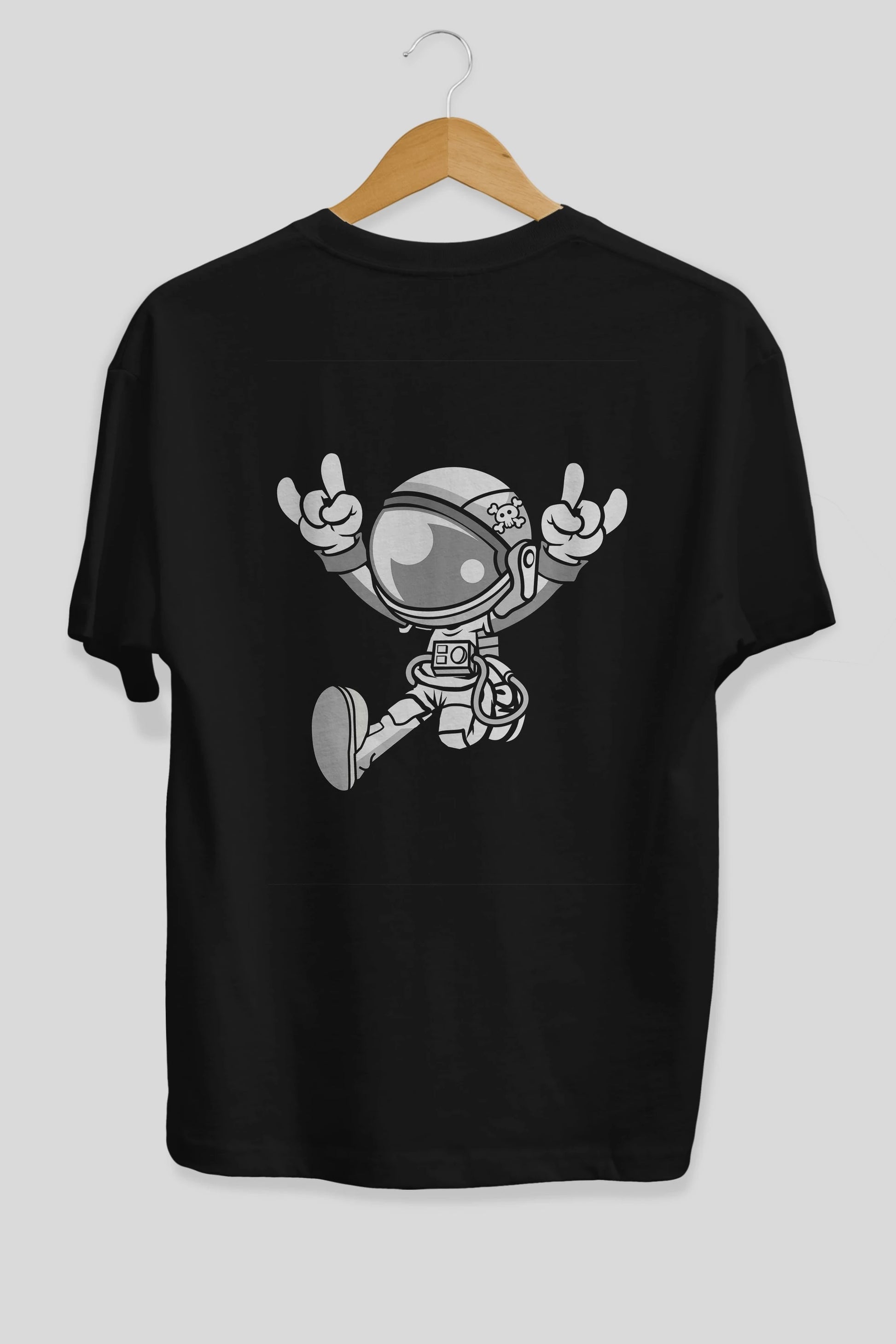 Astronaut Metal Arka Baskılı Oversize t-shirt Erkek Kadın Unisex %100 Pamuk tişort