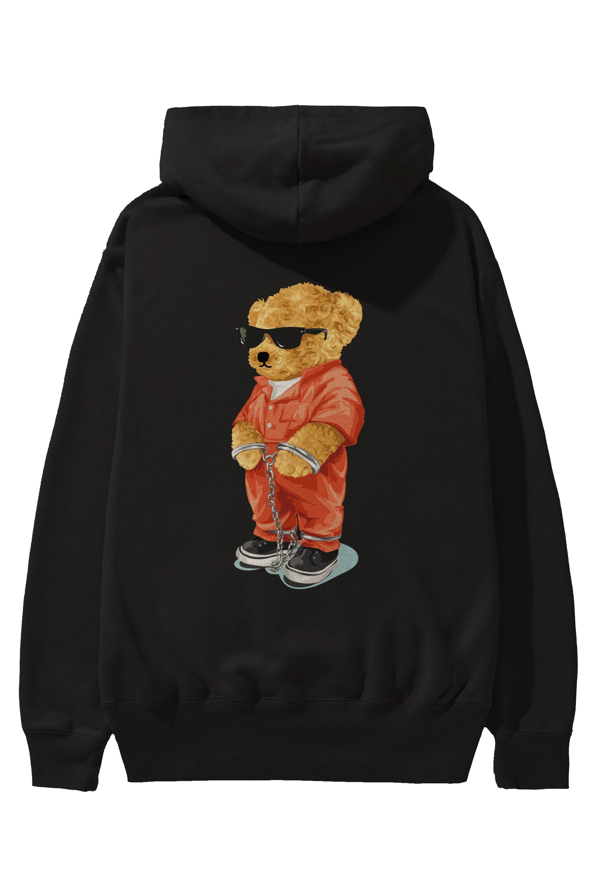 Teddy Bear Kodes Arka Baskılı Hoodie Oversize Kapüşonlu Sweatshirt Erkek Kadın Unisex