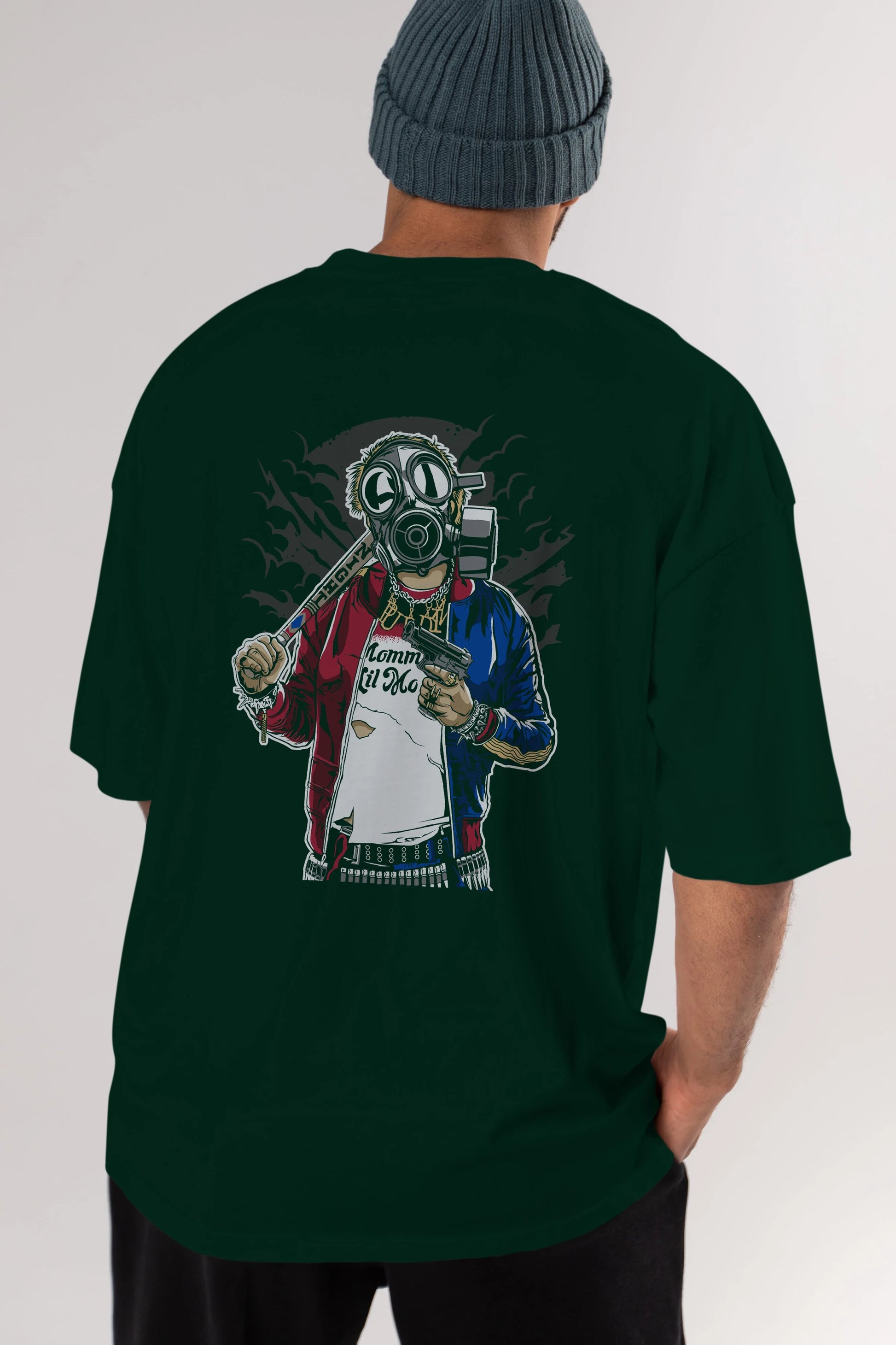 Suicide Gasmask Arka Baskılı Oversize t-shirt Erkek Kadın Unisex %100 Pamuk