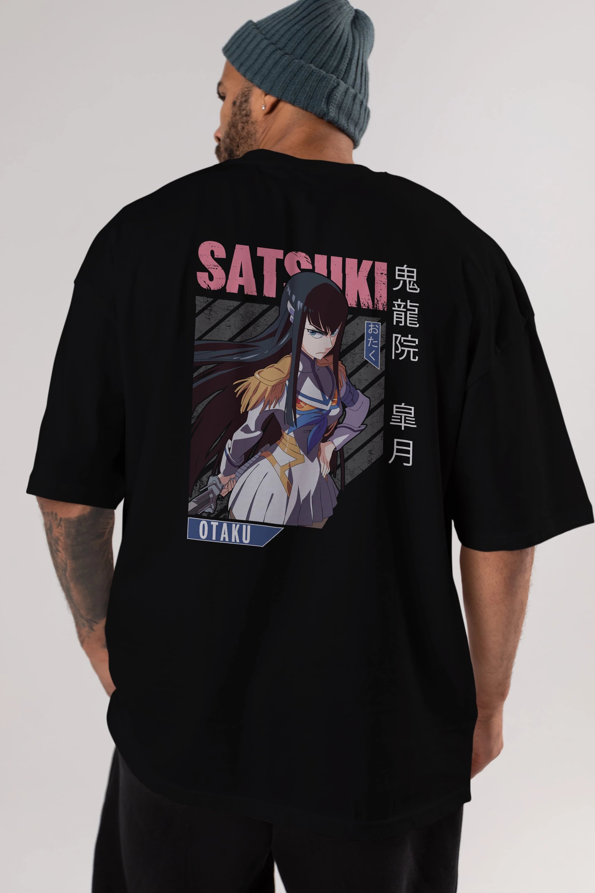 Satsuki Kiryuuin 8 Anime Arka Baskılı Oversize t-shirt Erkek Kadın Unisex