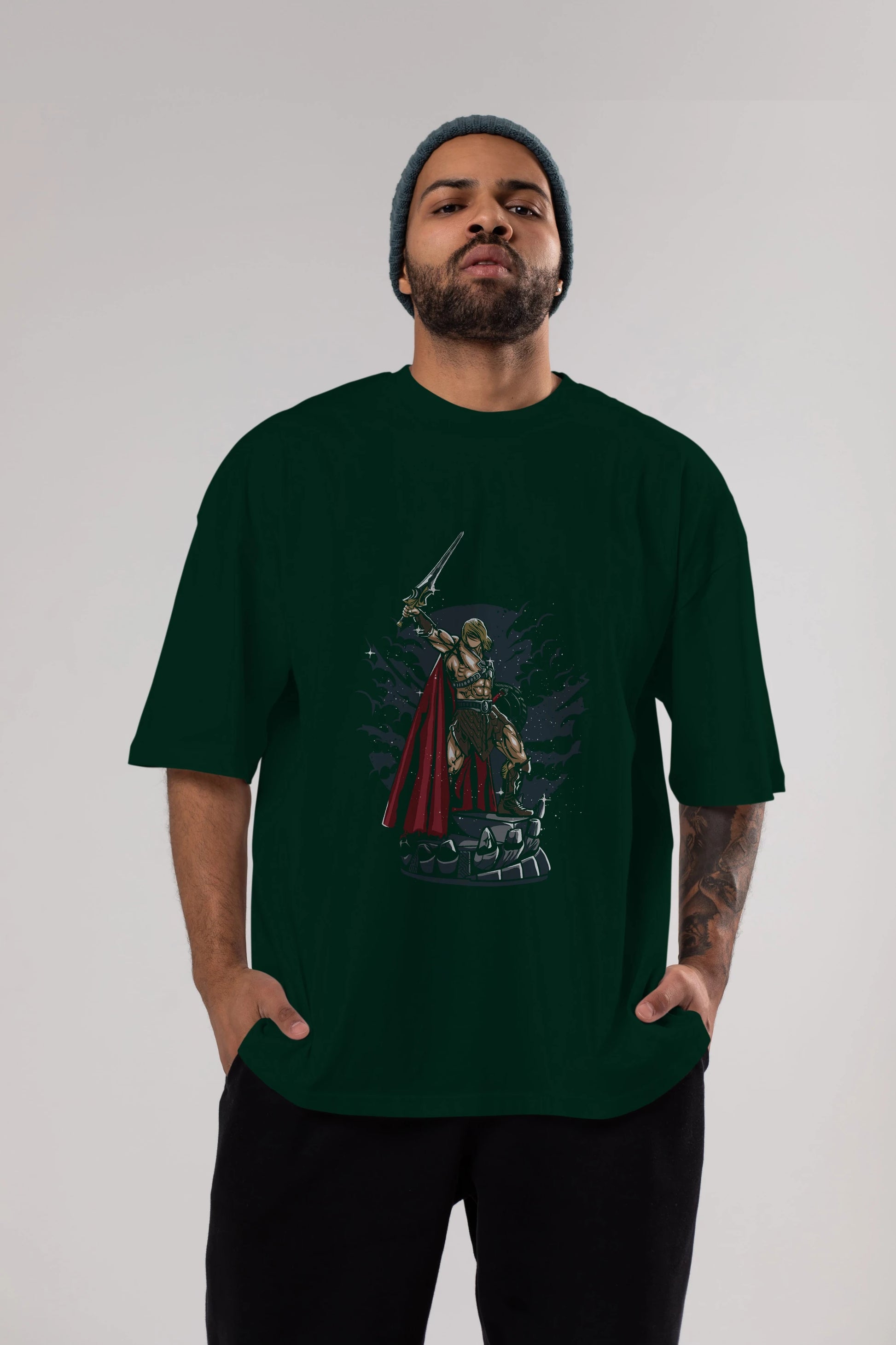Warrior Ön Baskılı Oversize t-shirt Erkek Kadın Unisex %100 Pamuk tişort
