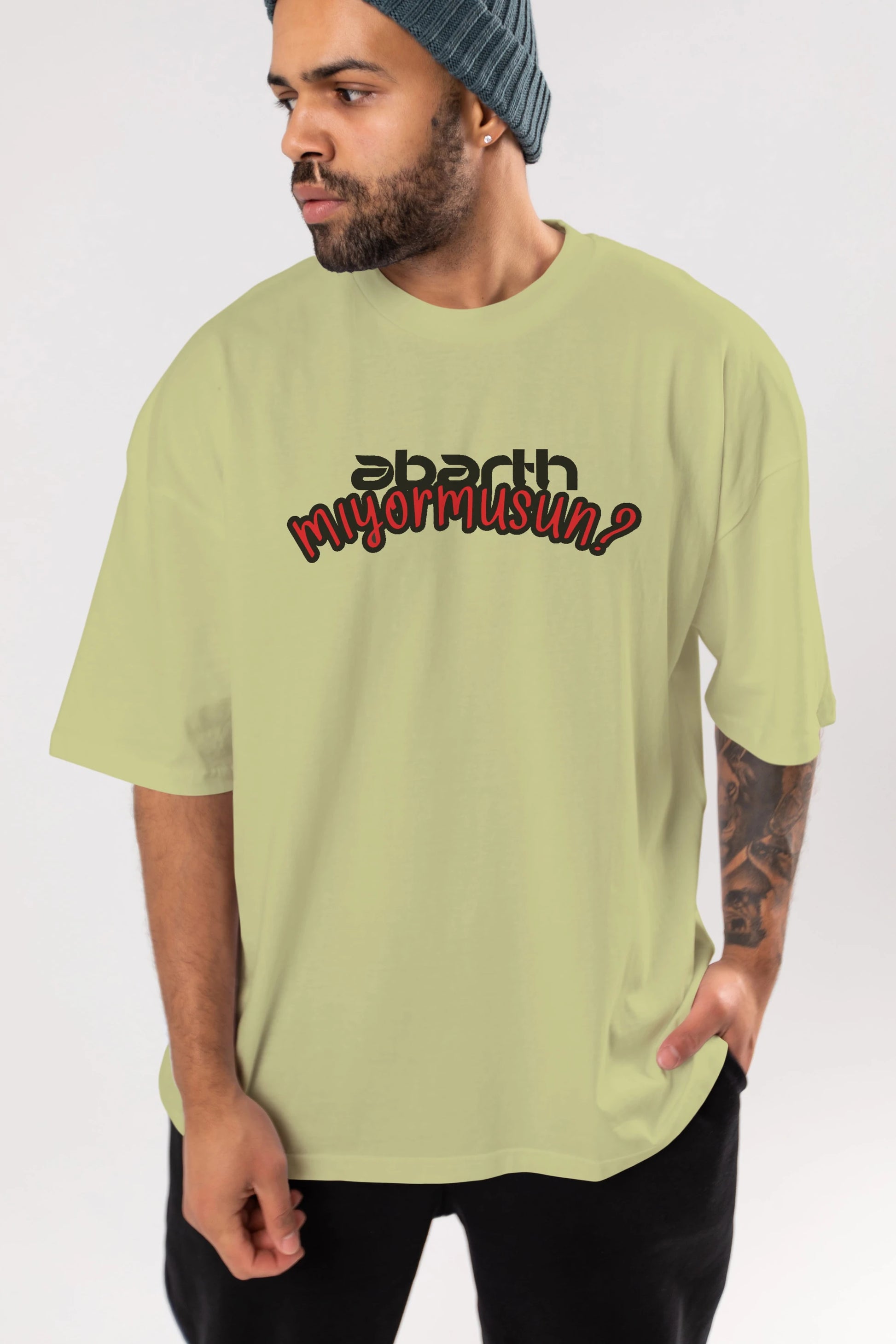 Abarth  Mıyormusun Ön Baskılı Oversize t-shirt %100 pamuk Erkek Kadın Unisex