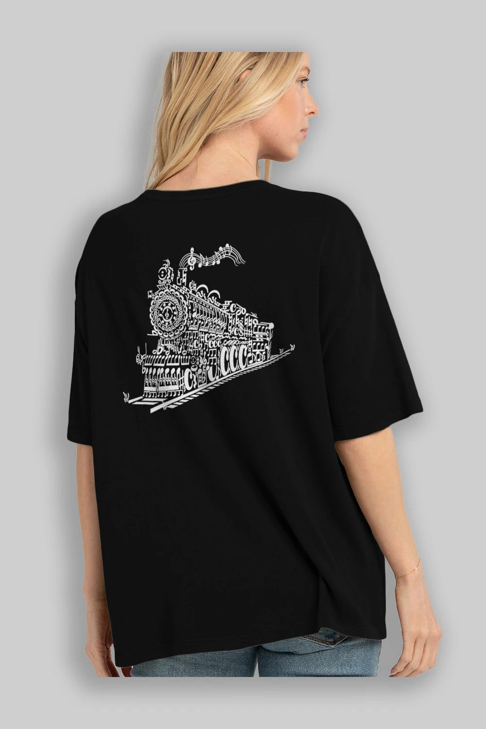 Train Song Arka Baskılı Oversize t-shirt %100 pamuk Erkek Kadın Unisex