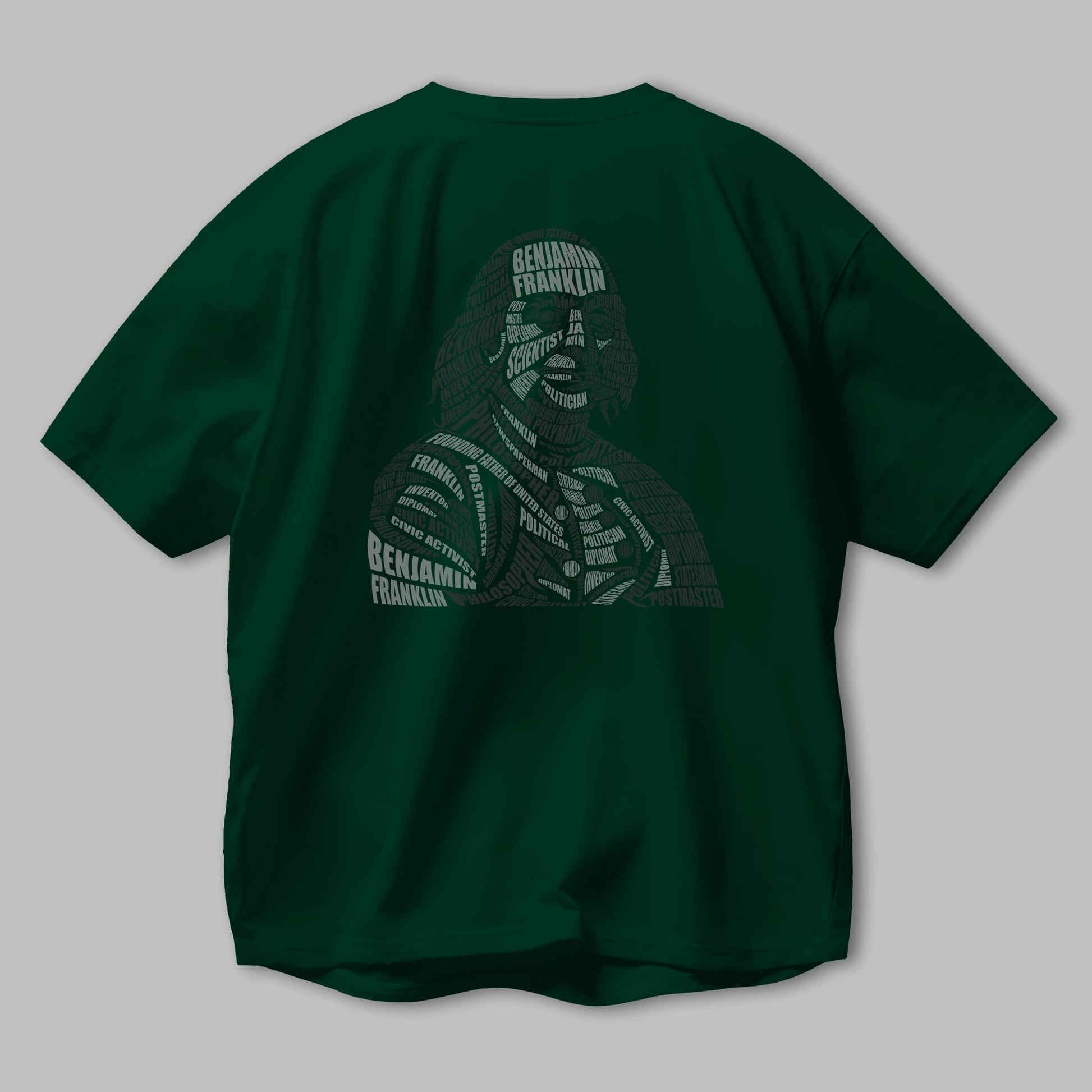 Benjamin Franklin Calligram Arka Baskılı Oversize t-shirt %100 pamuk Erkek Kadın Unisex