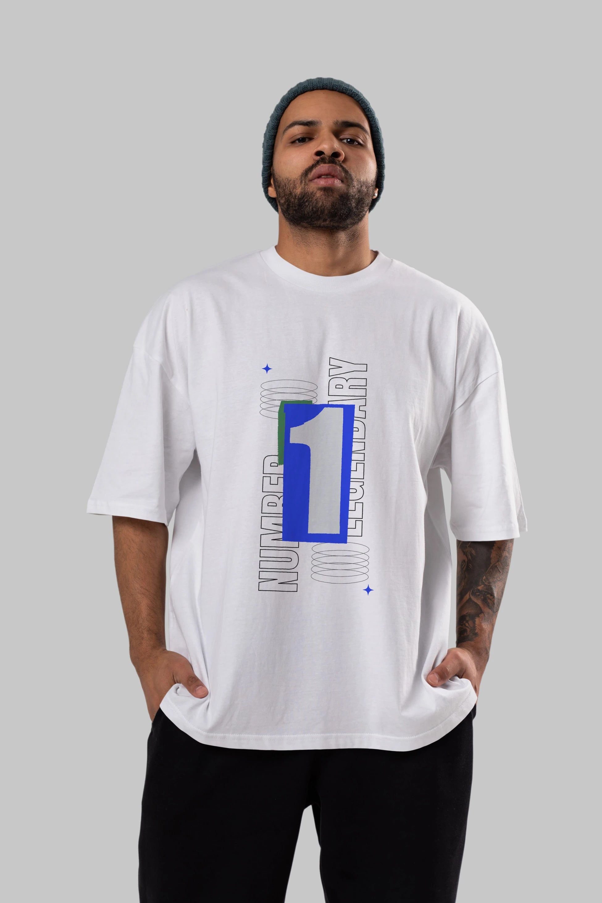 Number 1 Yazılı Ön Baskılı Oversize t-shirt Erkek Kadın Unisex