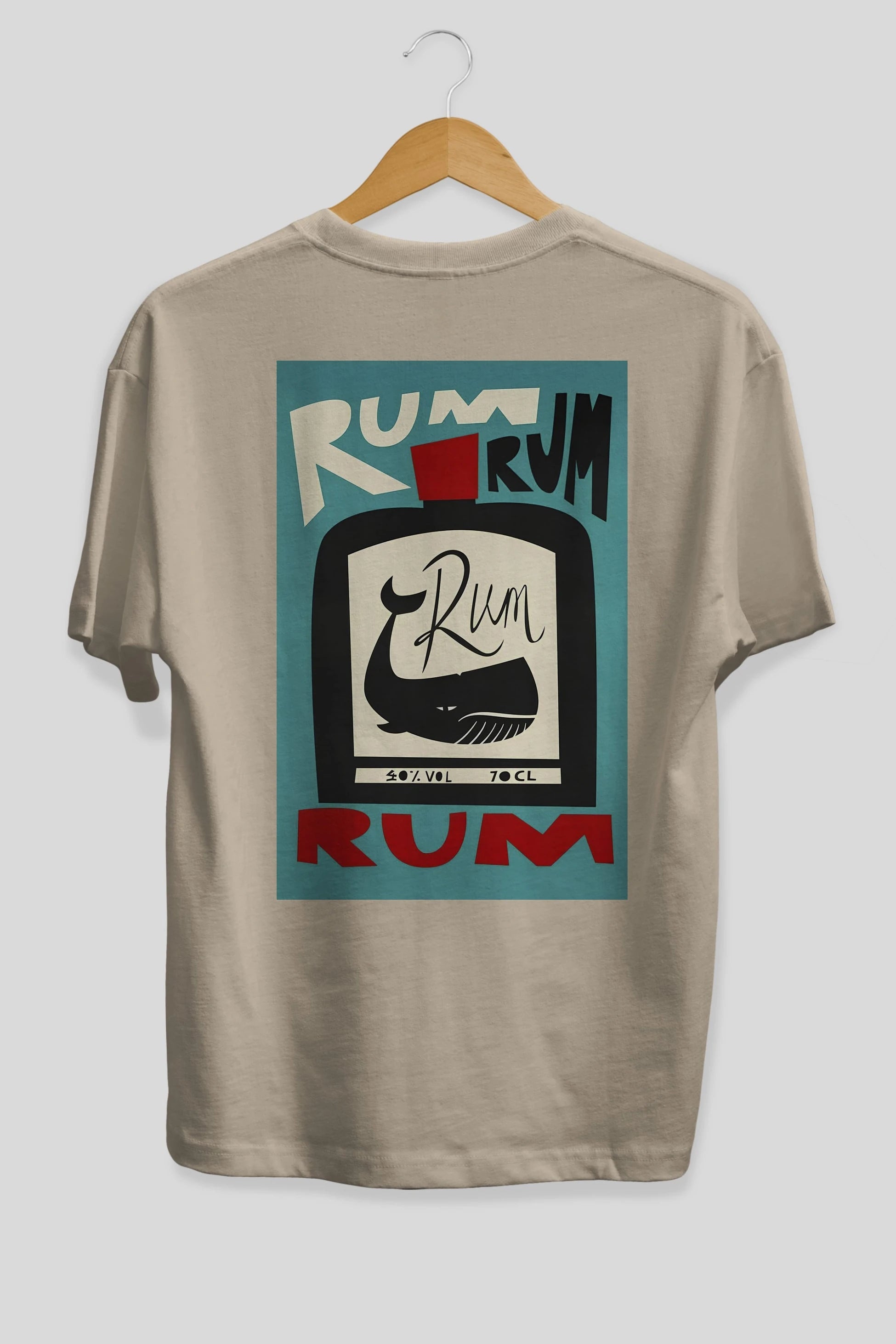 Rum Arka Baskılı Oversize t-shirt Erkek Kadın Unisex %100 Pamuk Bisiklet Yaka tişort