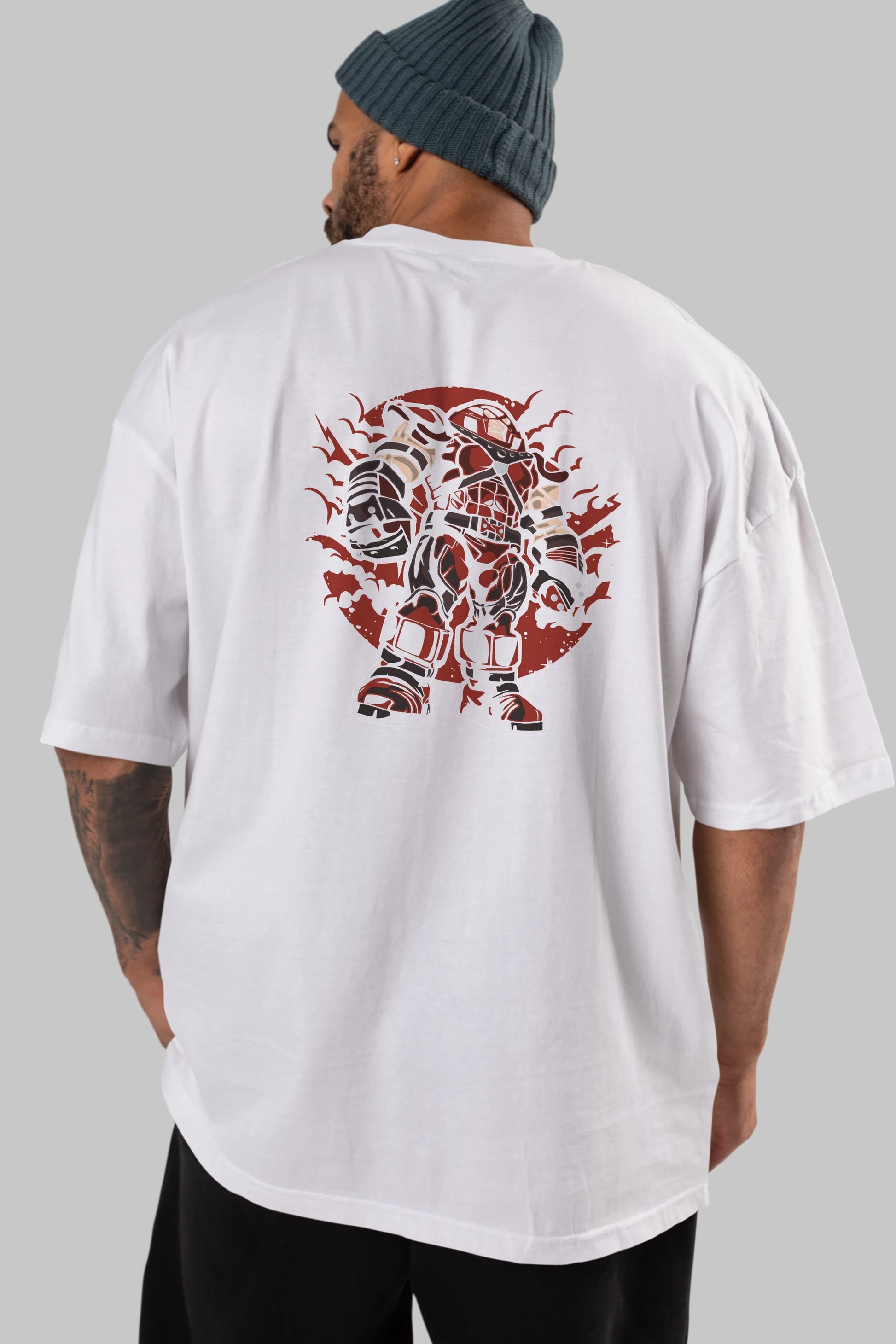 JUGERNAUT Arka Baskılı Oversize t-shirt Erkek Kadın Unisex %100 Pamuk
