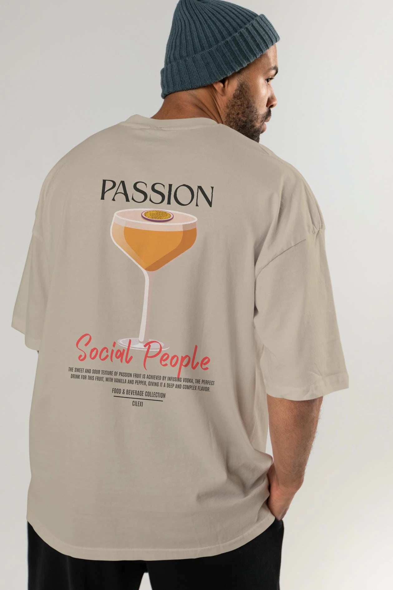 Passion Kokteyl Serisi Baskılı Oversize t-shirt Erkek Kadın Unisex %100 Pamuk Bisiklet Yaka tişort