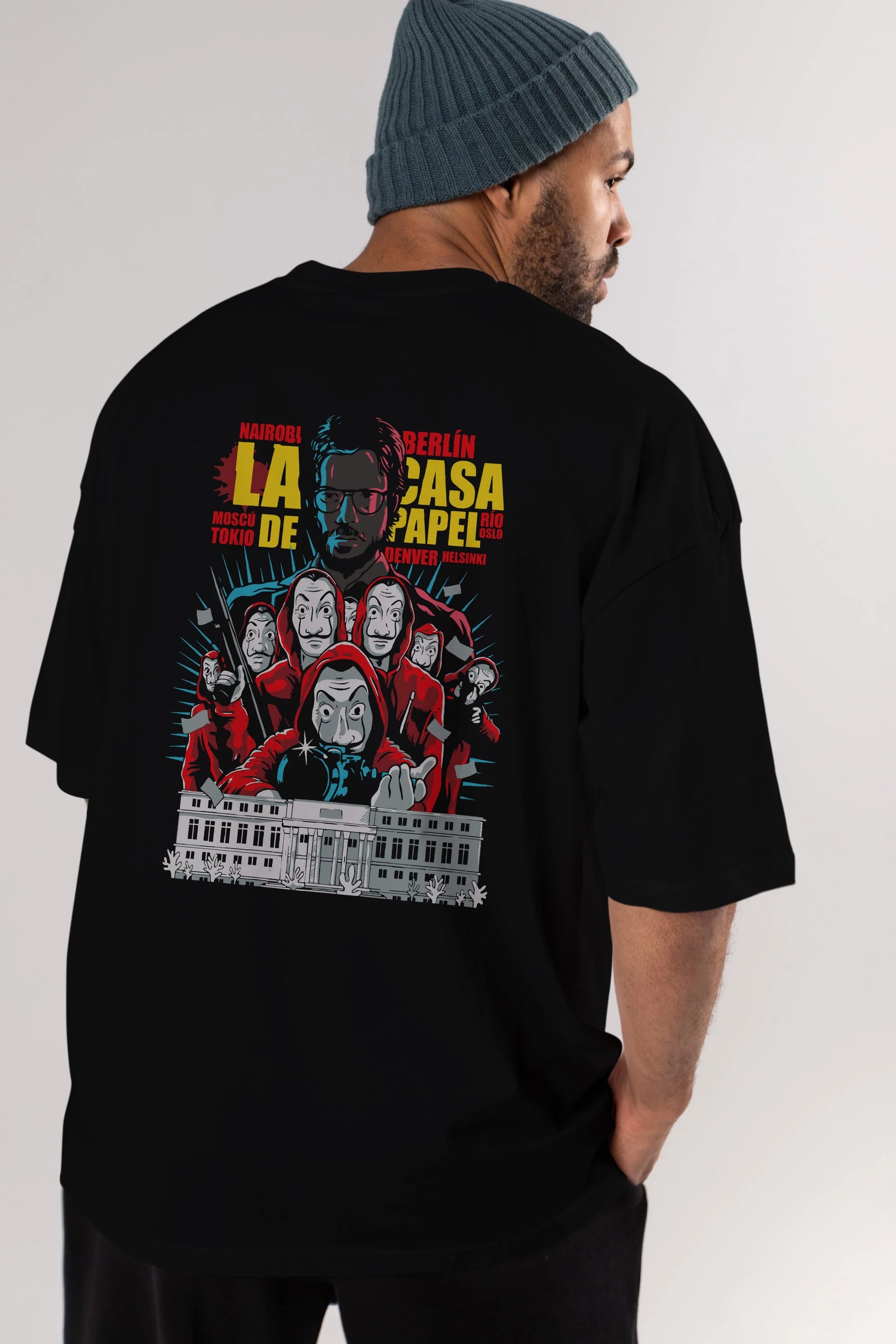 La Casa De Papel (6) Arka Baskılı Oversize t-shirt Erkek Kadın Unisex %100 Pamuk Bisiklet Yaka tişort