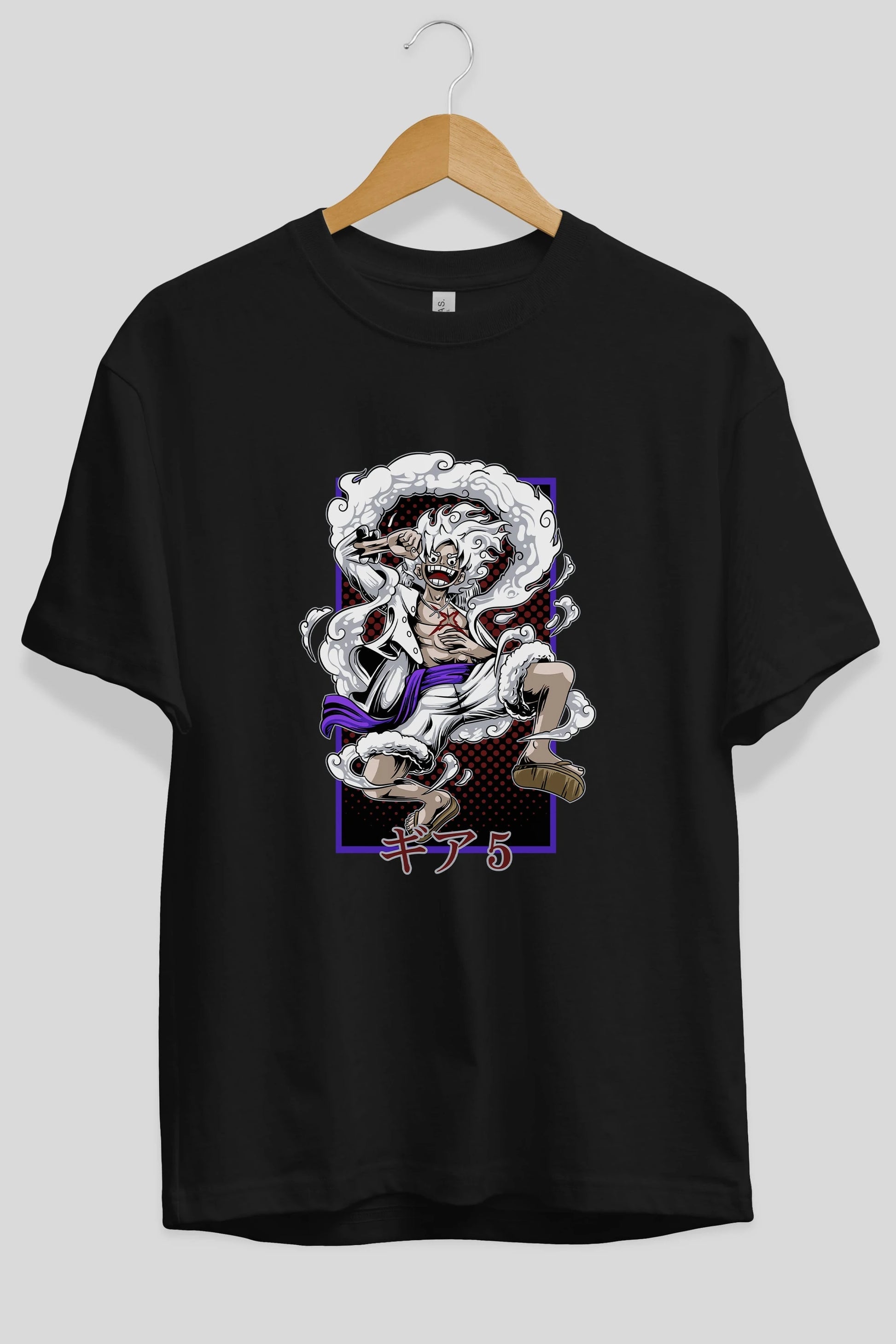 MONKEY D. LUFFY GEAR5 Anime Ön Baskılı Oversize t-shirt %100 pamuk Erkek Kadın Unisex